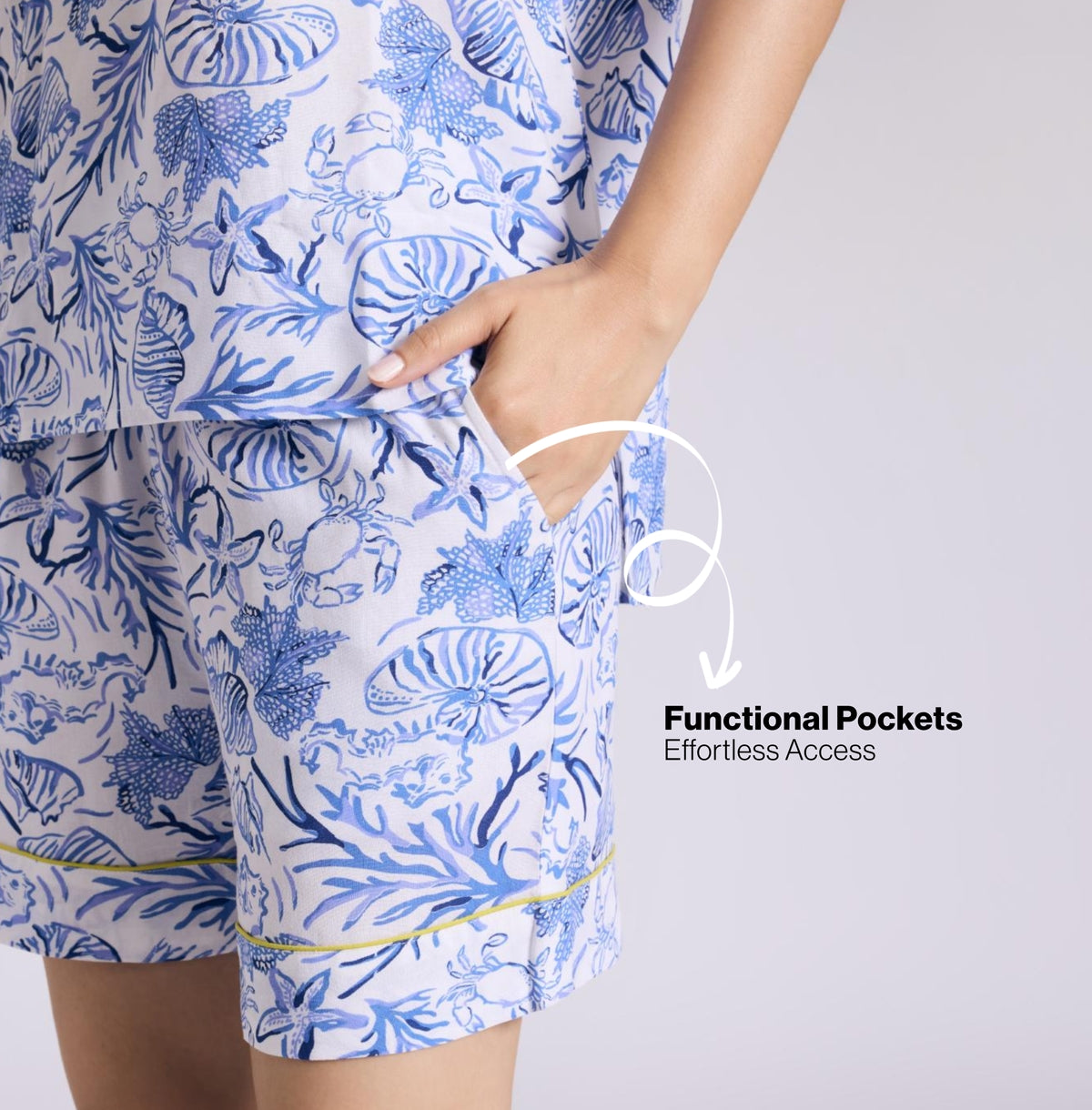 Nykd by Nykaa Breezy Rayon Shorts Coord Set With Flattering High Low Hem Top Nys930 Blue Nautical