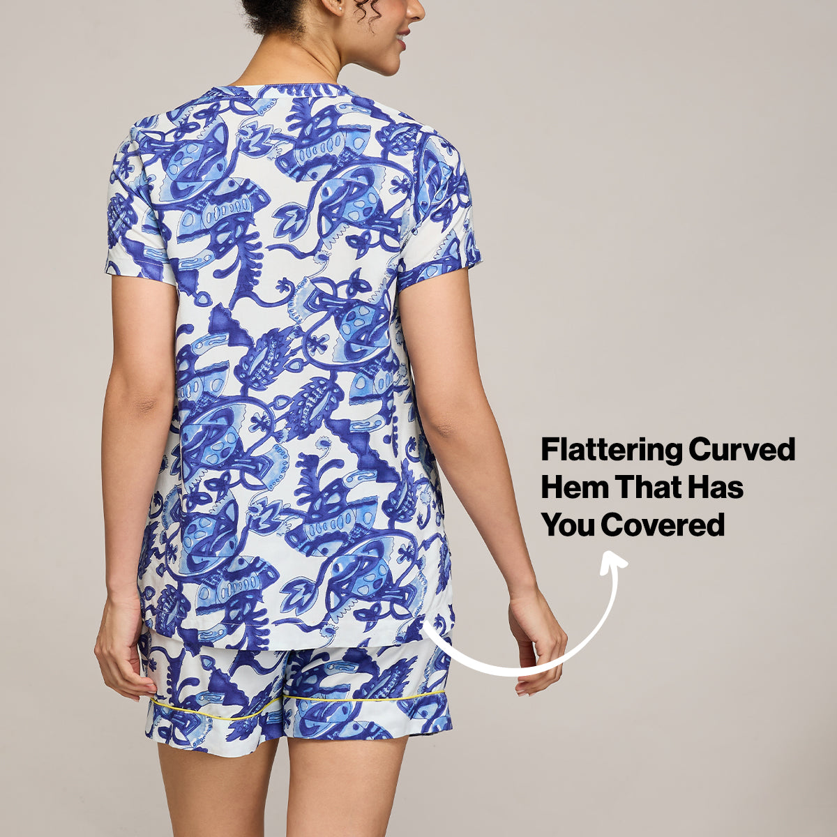 NYKD BY NYKAA BREEZY RAYON SHORTS COORD SET WITH FLATTERING HIGH LOW HEM TOP NYS930 BLUE