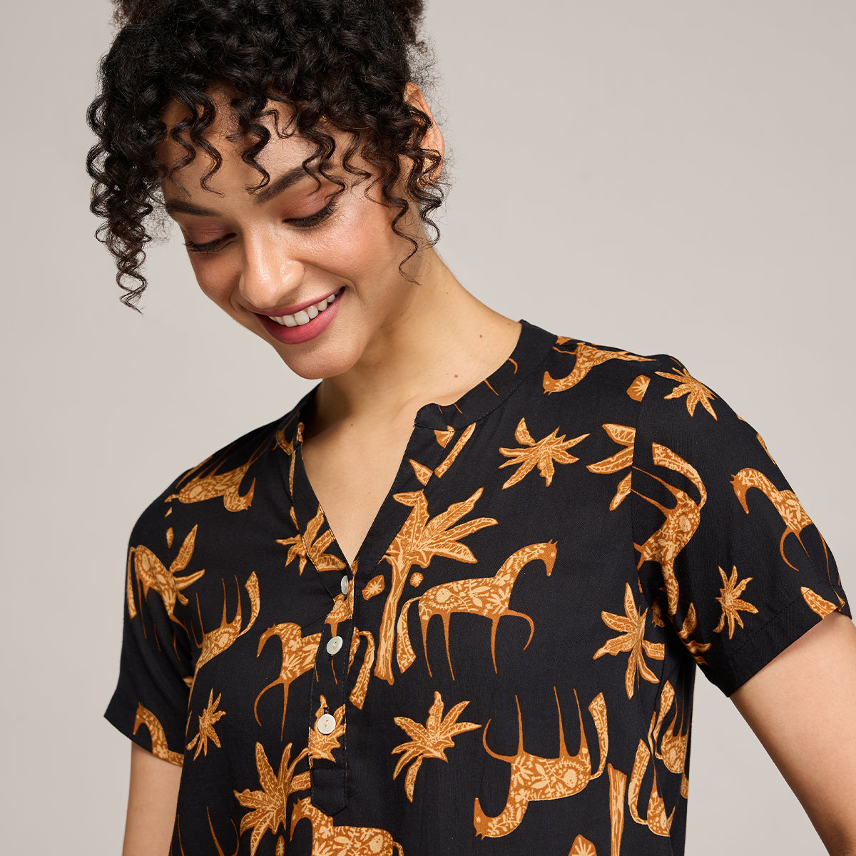 NYKD BY NYKAA BREEZY RAYON SHORTS COORD SET WITH FLATTERING HIGH LOW HEM TOP NYS930 CHARCOAL