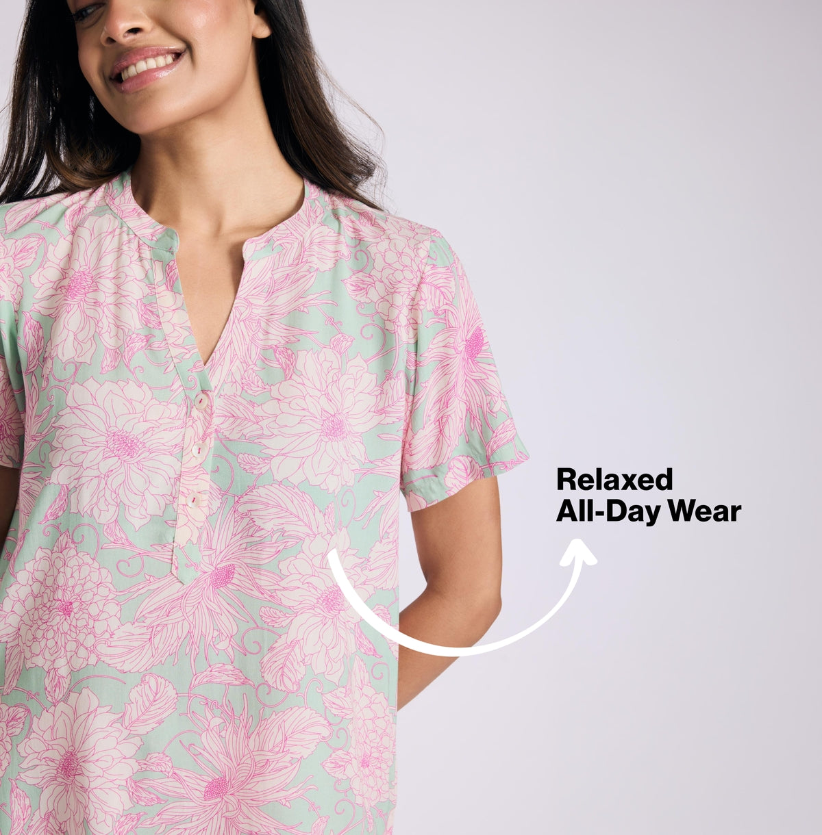 Nykd by Nykaa Breezy Rayon Shorts Coord Set With Flattering High Low Hem Top Nys930 Green Floral