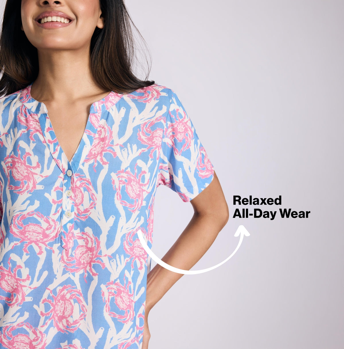 Nykd by Nykaa Breezy Rayon Shorts Coord Set With Flattering High Low Hem Top Nys930 Pink Crab