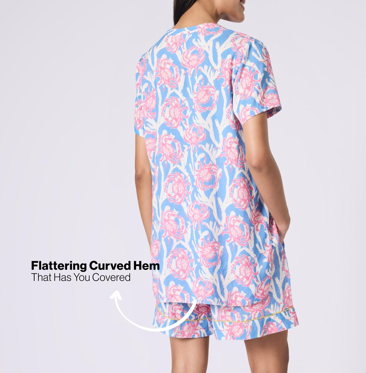 Nykd by Nykaa Breezy Rayon Shorts Coord Set With Flattering High Low Hem Top Nys930 Pink Crab