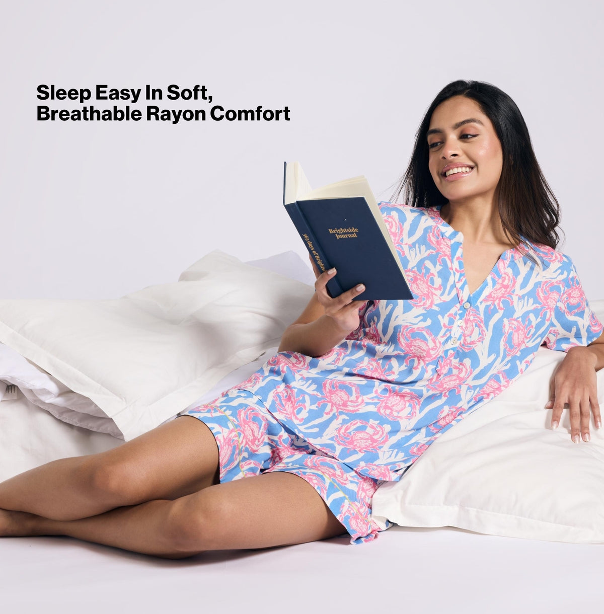 Nykd by Nykaa Breezy Rayon Shorts Coord Set With Flattering High Low Hem Top Nys930 Pink Crab