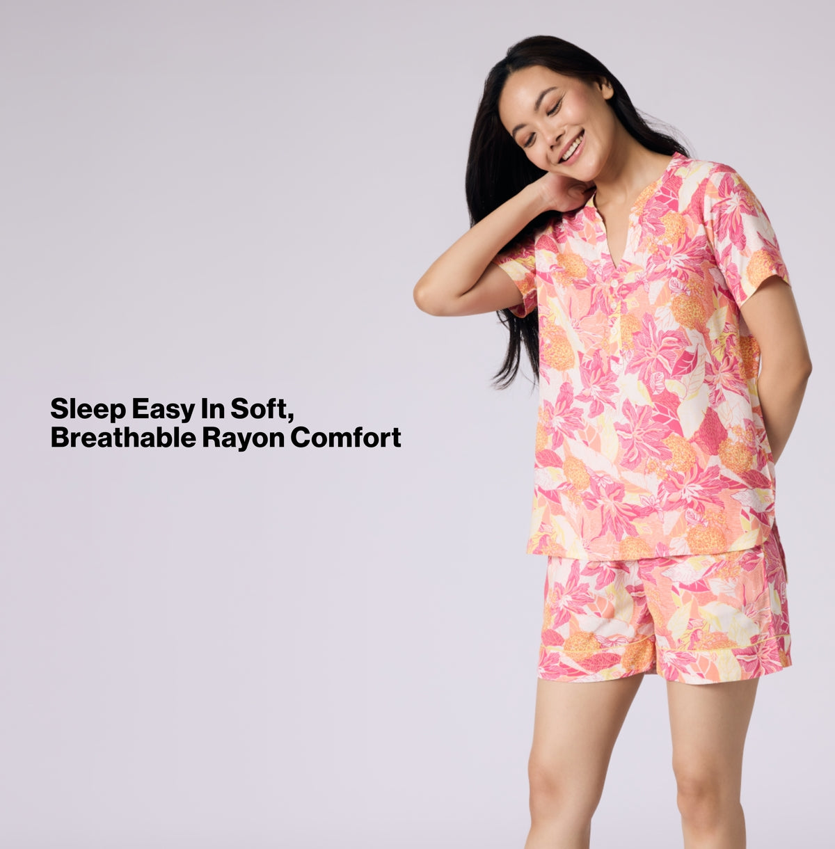 Nykd by Nykaa Breezy Rayon Shorts Coord Set With Flattering High Low Hem Top Nys930 Pink Floral