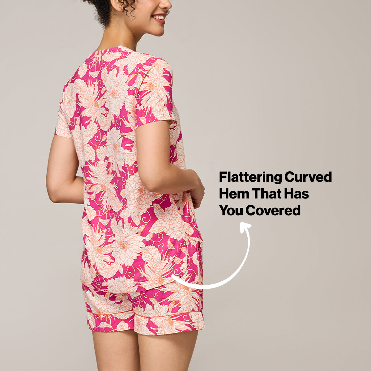 NYKD BY NYKAA BREEZY RAYON SHORTS COORD SET WITH FLATTERING HIGH LOW HEM TOP NYS930 PINK