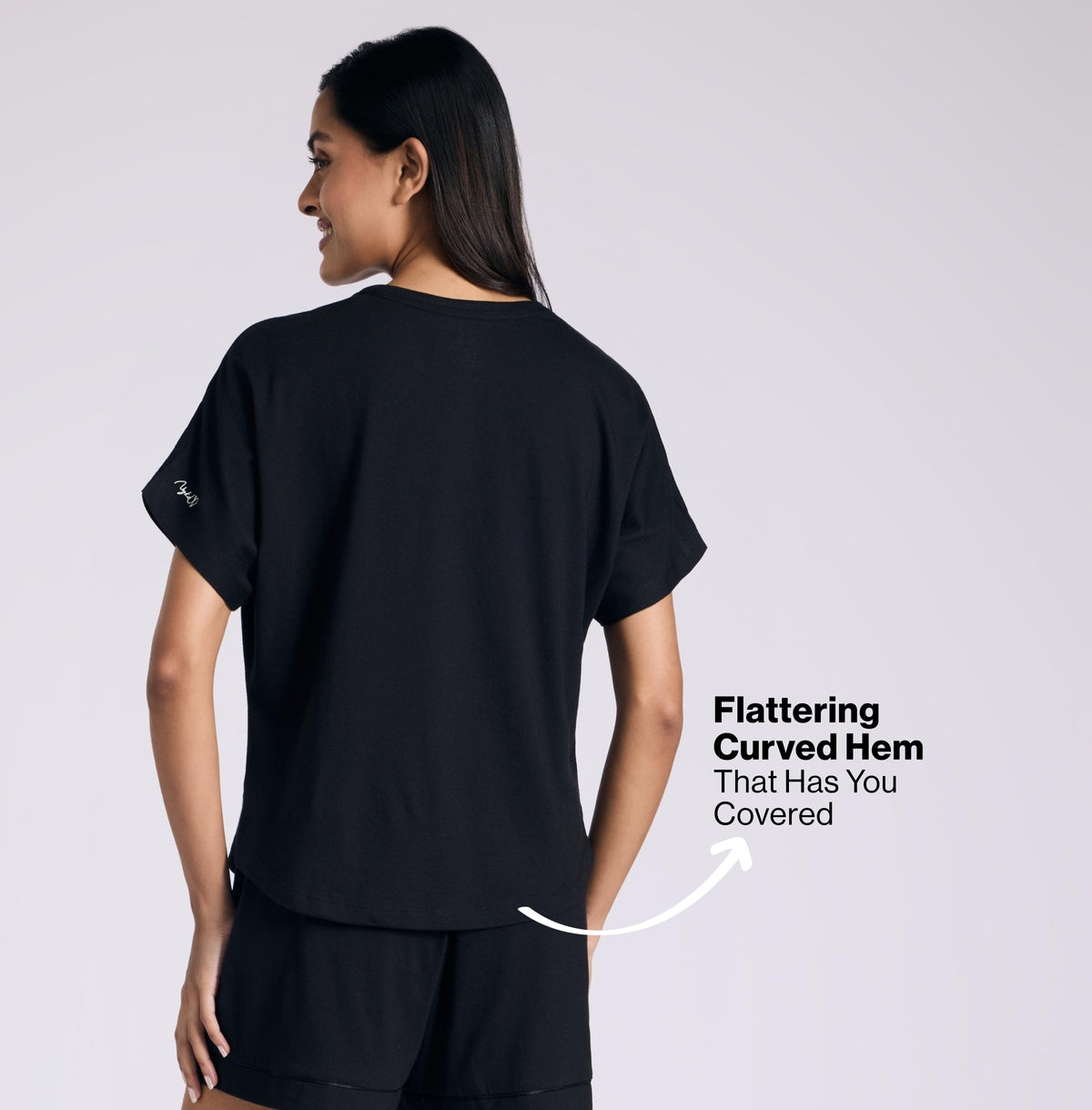 NYKD BY NYKAA BUTTERY SOFT MODAL COTTON GRAPHIC TEE WITH EXTENDED SLEEVES NYS931 BLACK