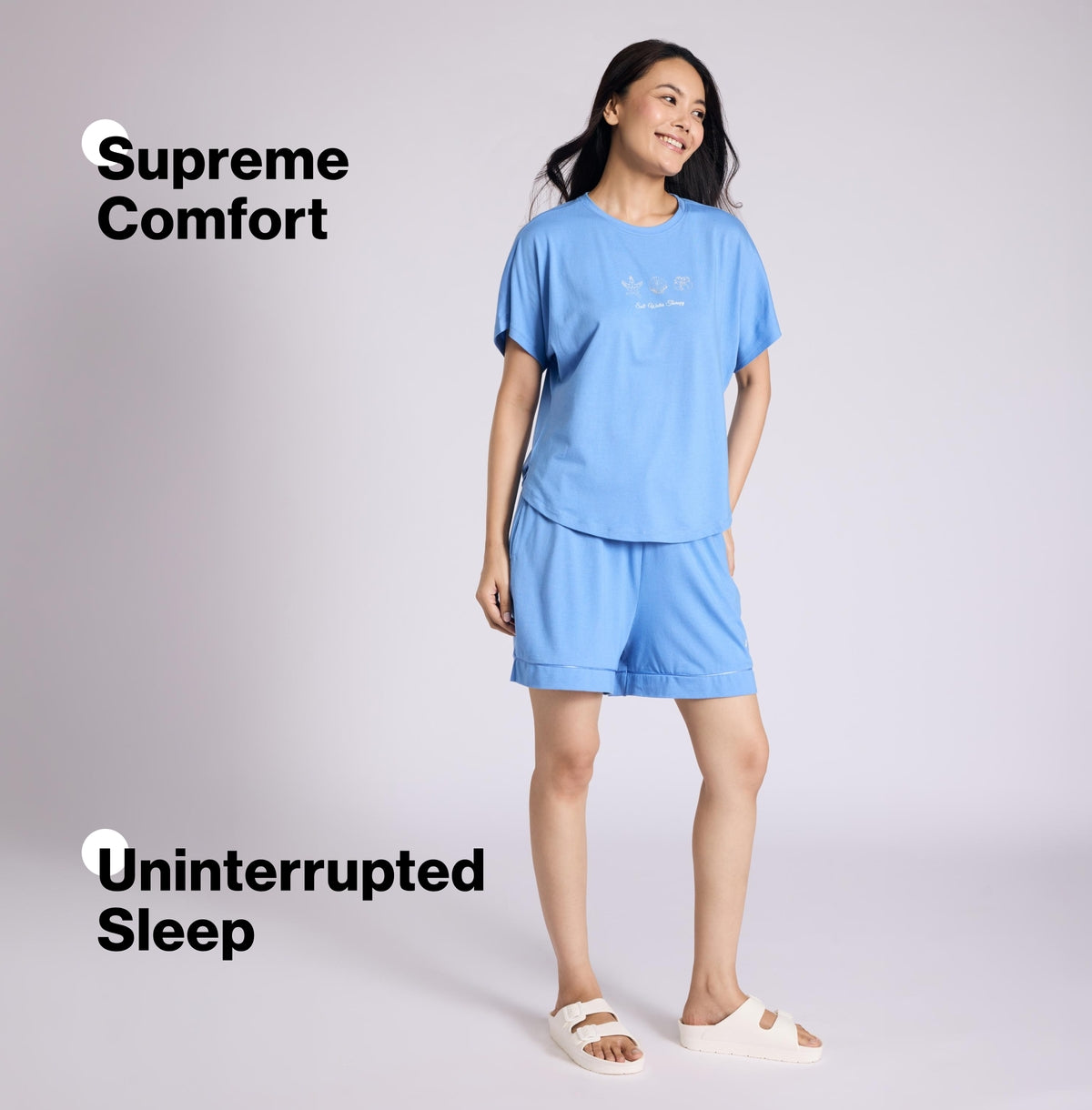 NYKD BY NYKAA BUTTERY SOFT MODAL COTTON GRAPHIC TEE WITH EXTENDED SLEEVES NYS931 BLUE