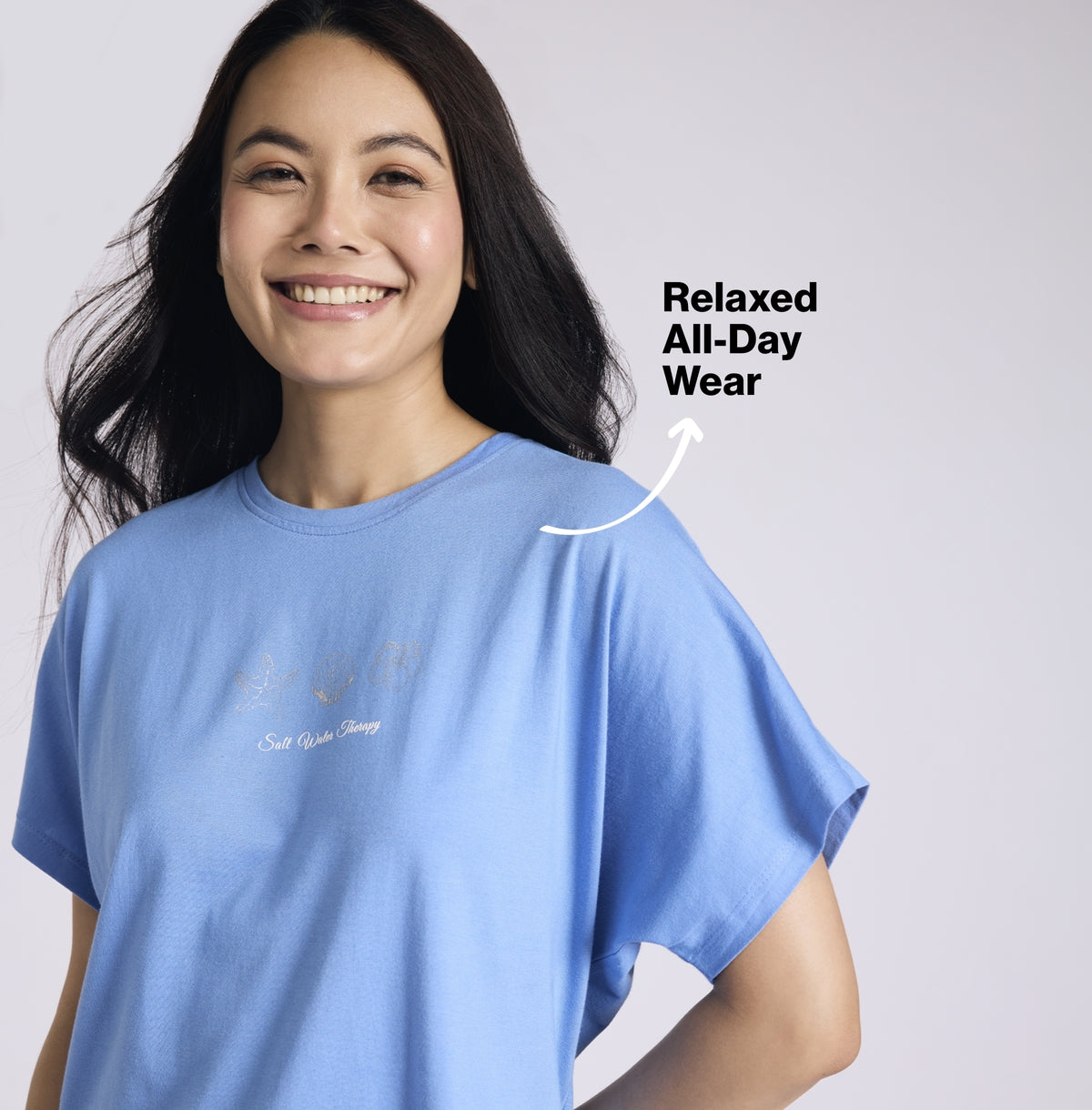 NYKD BY NYKAA BUTTERY SOFT MODAL COTTON GRAPHIC TEE WITH EXTENDED SLEEVES NYS931 BLUE
