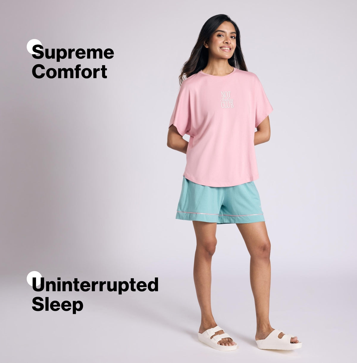 NYKD BY NYKAA BUTTERY SOFT MODAL COTTON GRAPHIC TEE WITH EXTENDED SLEEVES NYS931 PINK