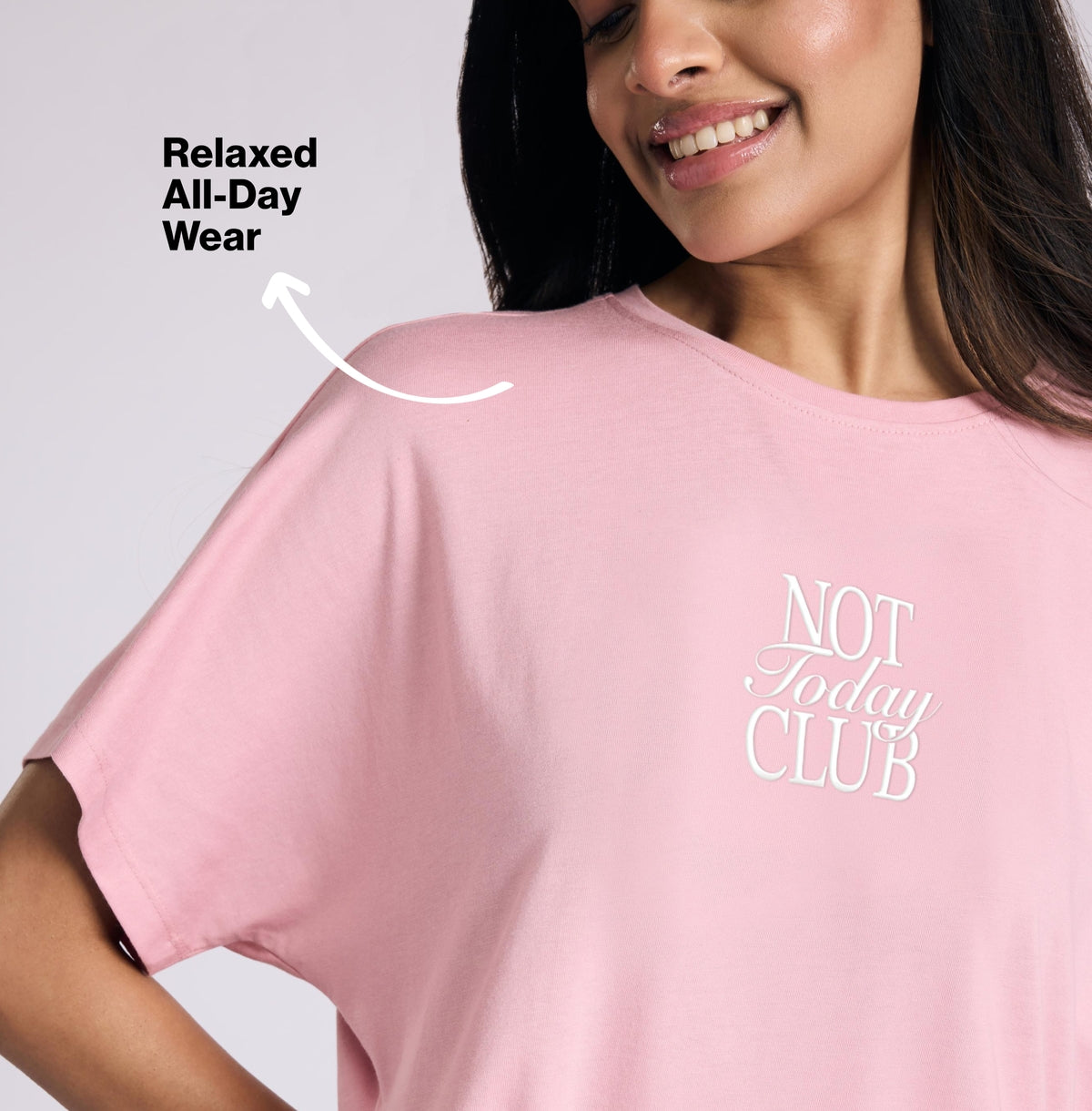 NYKD BY NYKAA BUTTERY SOFT MODAL COTTON GRAPHIC TEE WITH EXTENDED SLEEVES NYS931 PINK