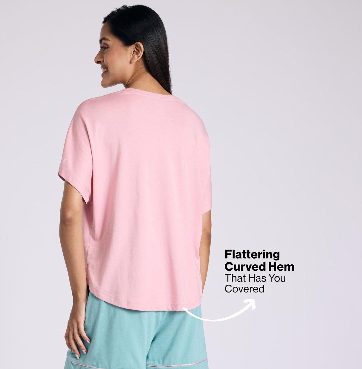NYKD BY NYKAA BUTTERY SOFT MODAL COTTON GRAPHIC TEE WITH EXTENDED SLEEVES NYS931 PINK