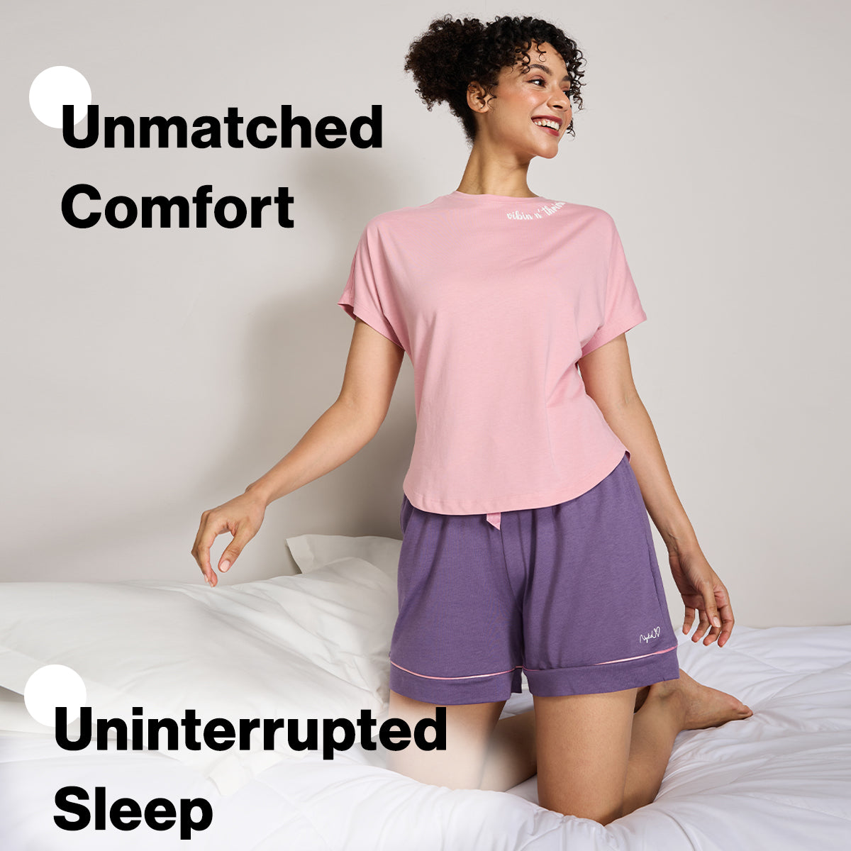NYKD BY NYKAA BUTTERY SOFT MODAL COTTON GRAPHIC TEE WITH EXTENDED SLEEVES NYS931 PINK
