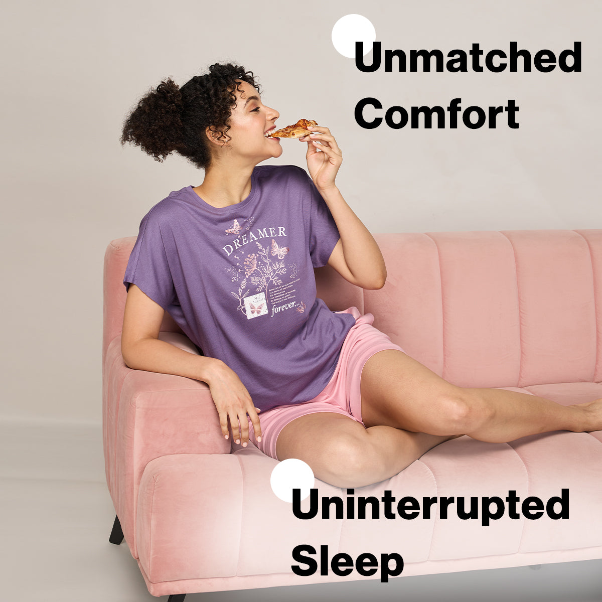 NYKD BY NYKAA BUTTERY SOFT MODAL COTTON GRAPHIC TEE WITH EXTENDED SLEEVES NYS931 PURPLE