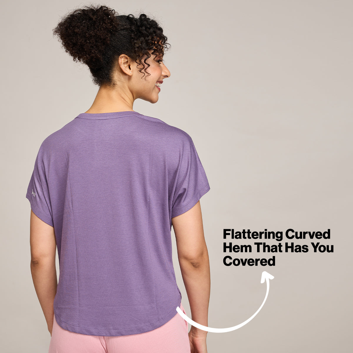 NYKD BY NYKAA BUTTERY SOFT MODAL COTTON GRAPHIC TEE WITH EXTENDED SLEEVES NYS931 PURPLE
