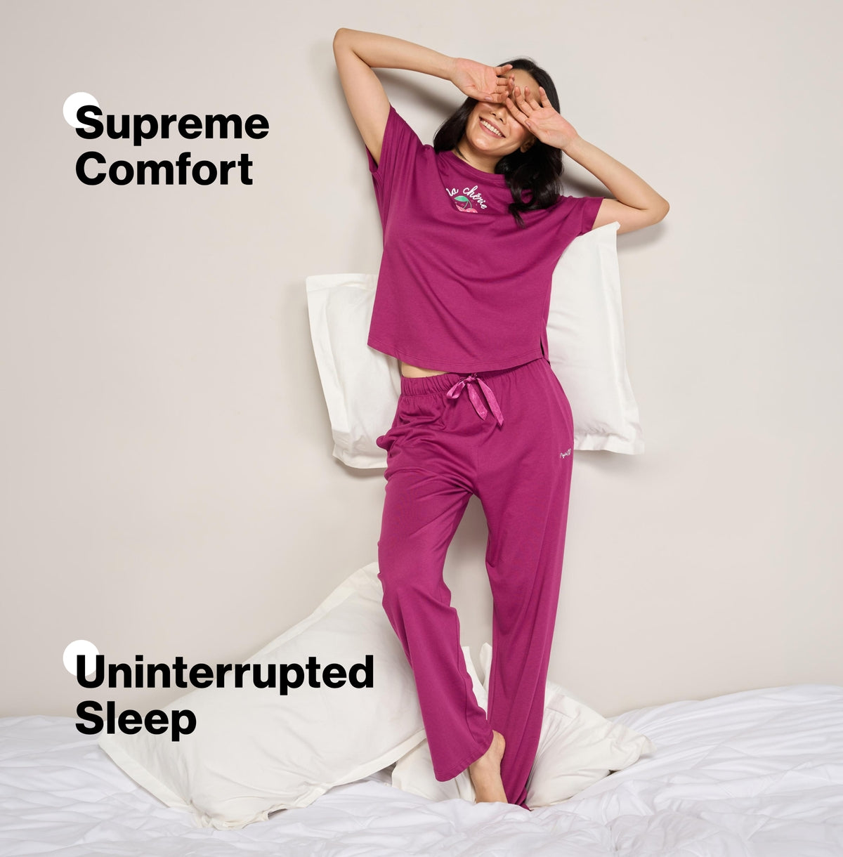 NYKD BY NYKAA BUTTERY SOFT MODAL COTTON GRAPHIC TEE WITH EXTENDED SLEEVES NYS931 Wine