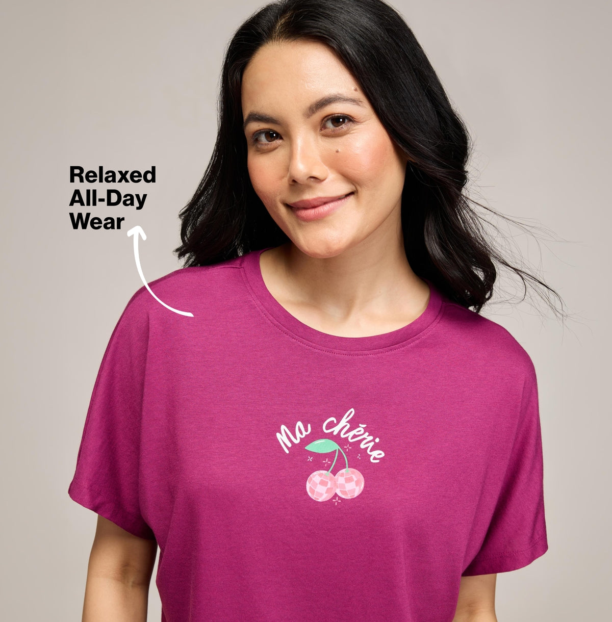 NYKD BY NYKAA BUTTERY SOFT MODAL COTTON GRAPHIC TEE WITH EXTENDED SLEEVES NYS931 Wine