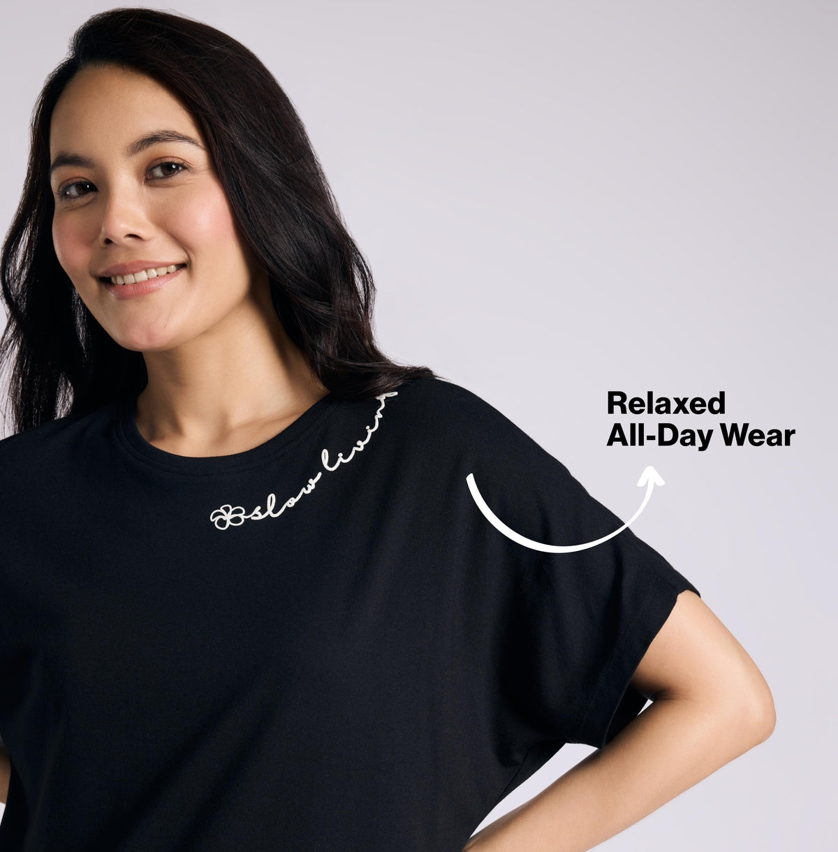 Nykd by Nykaa Buttery Soft Modal Cotton Pyjama Coord Set of 2 With Round Neck Graphic Tee Nys932 Black Slow