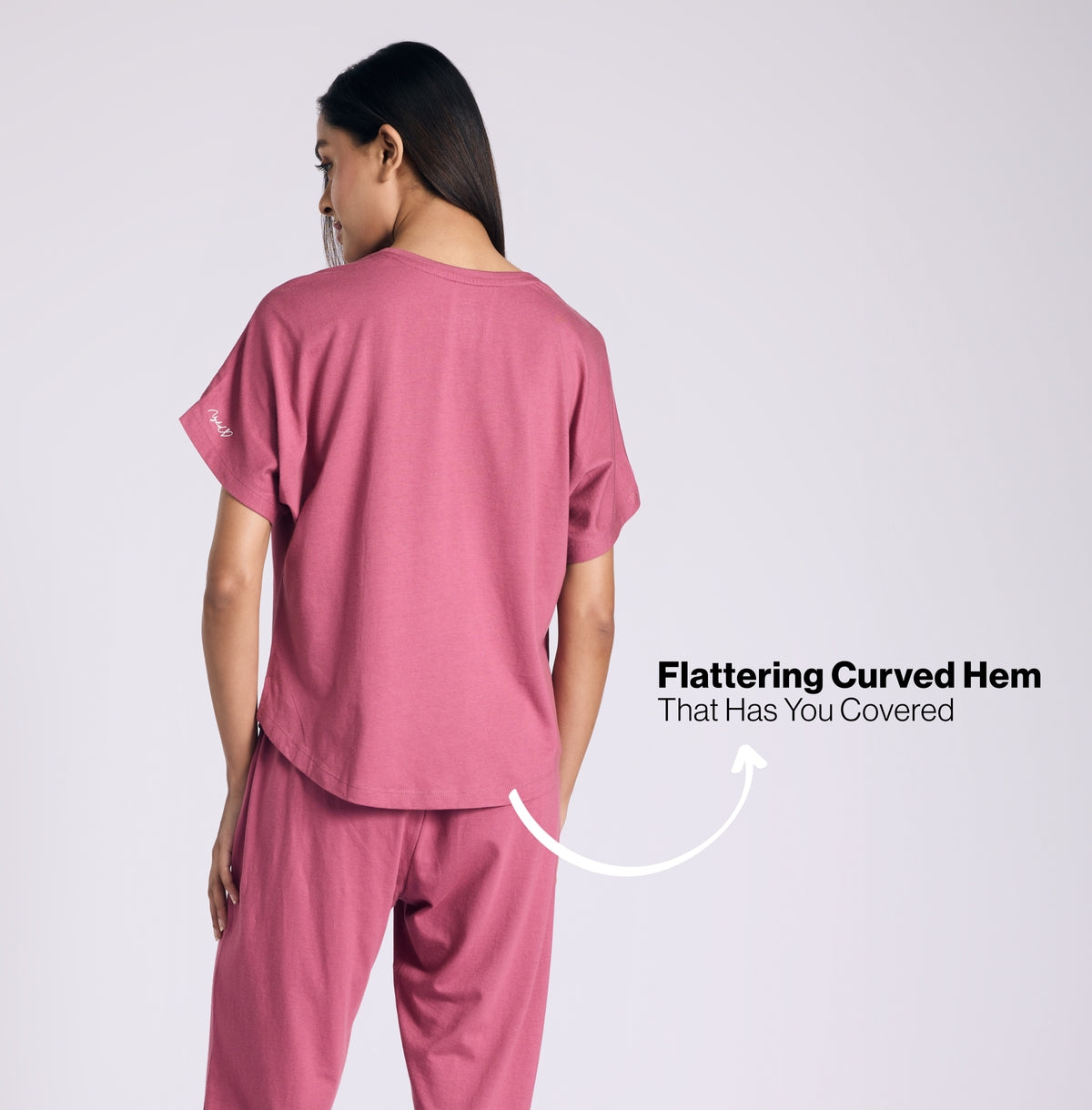 "Nykd by Nykaa Buttery Soft Modal Cotton Pyjama Coord Set of 2 With Round Neck Graphic Tee Nys932 Grape Coffee"