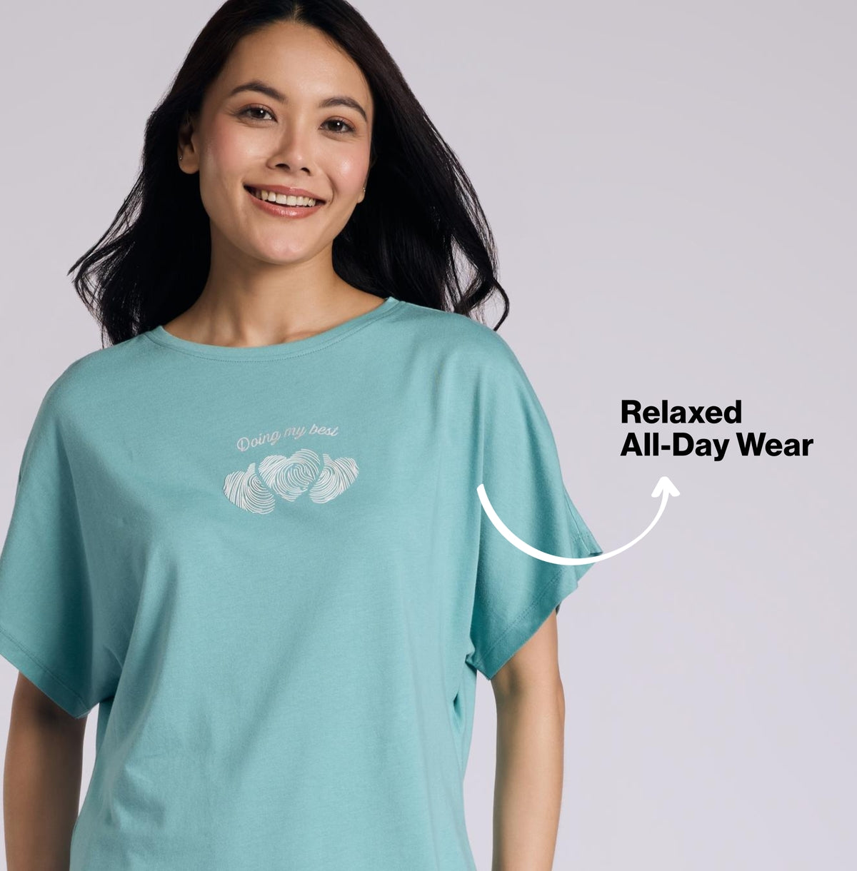 "Nykd by Nykaa Buttery Soft Modal Cotton Pyjama Coord Set of 2 With Round Neck Graphic Tee Nys932 Green Heart"