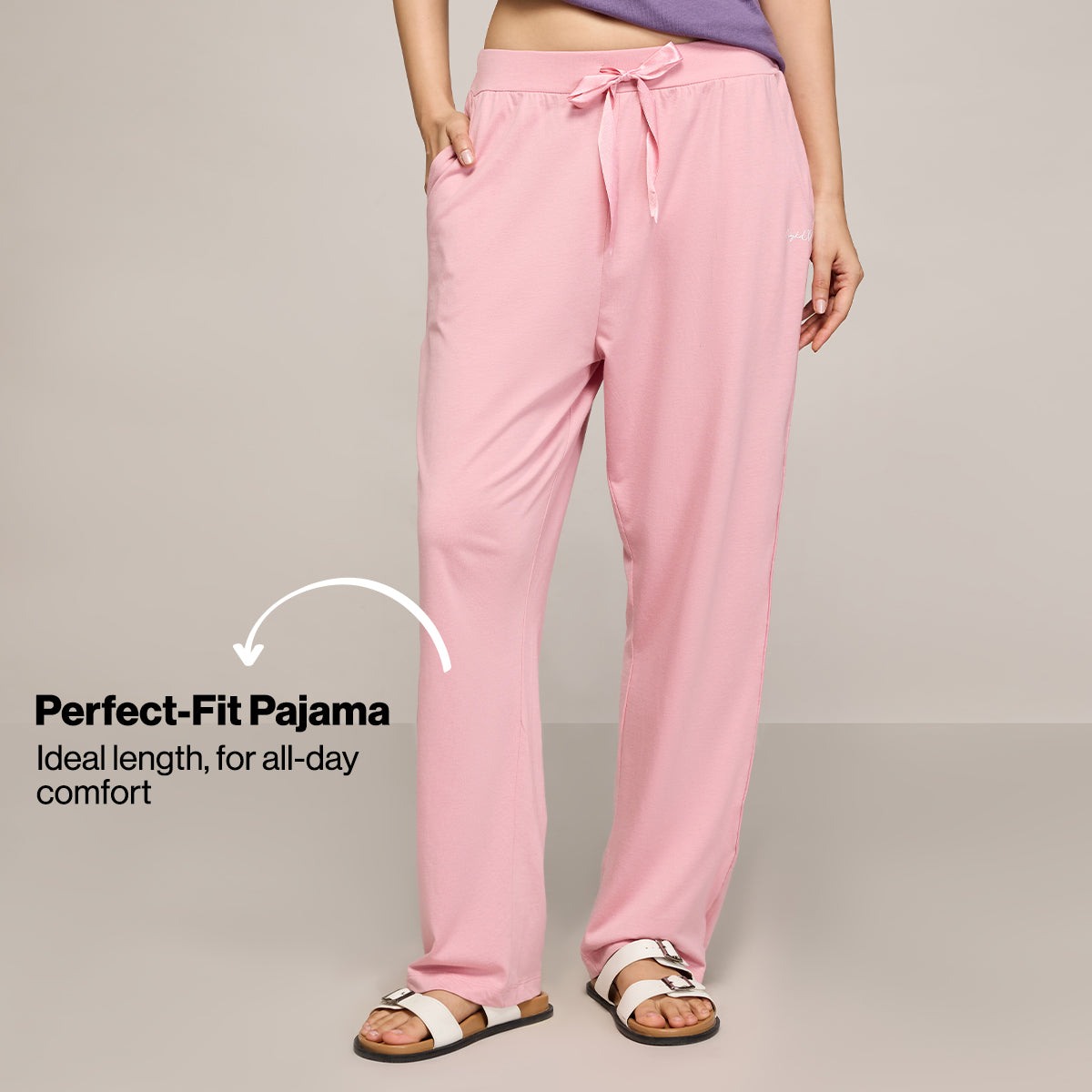NYKD BY NYKAA BUTTERY SOFT MODAL COTTON PYJAMA COORD SET WITH ROUND NECK GRAPHIC TEE NYS932 PURPLE