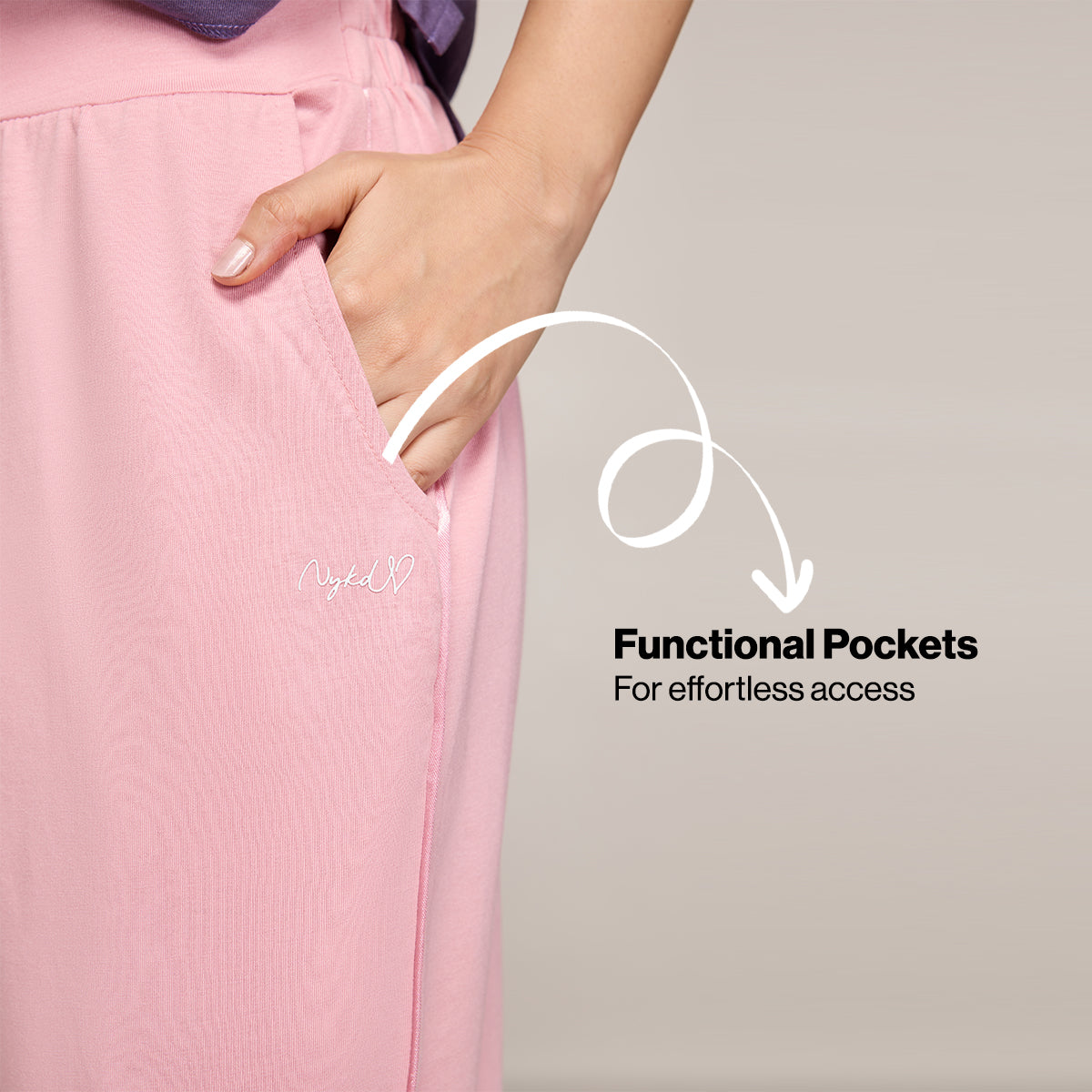 NYKD BY NYKAA BUTTERY SOFT MODAL COTTON PYJAMA COORD SET WITH ROUND NECK GRAPHIC TEE NYS932 PURPLE