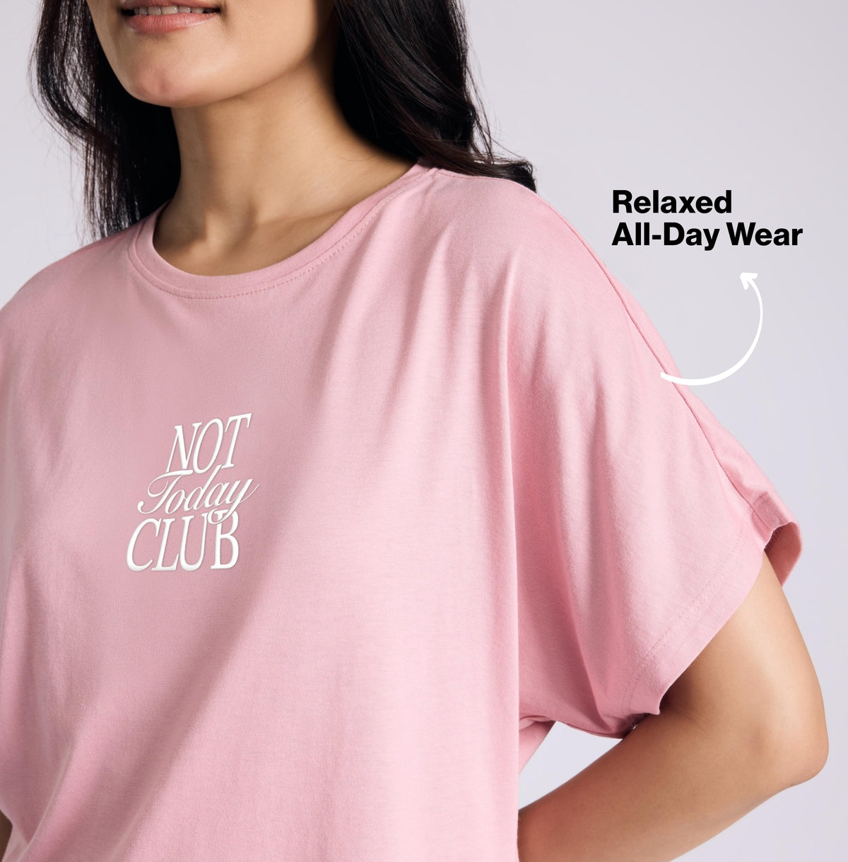 Nykd by Nykaa Buttery Soft Modal Cotton Pyjama Coord Set of 2 With Round Neck Graphic Tee Nys932 Pink Club