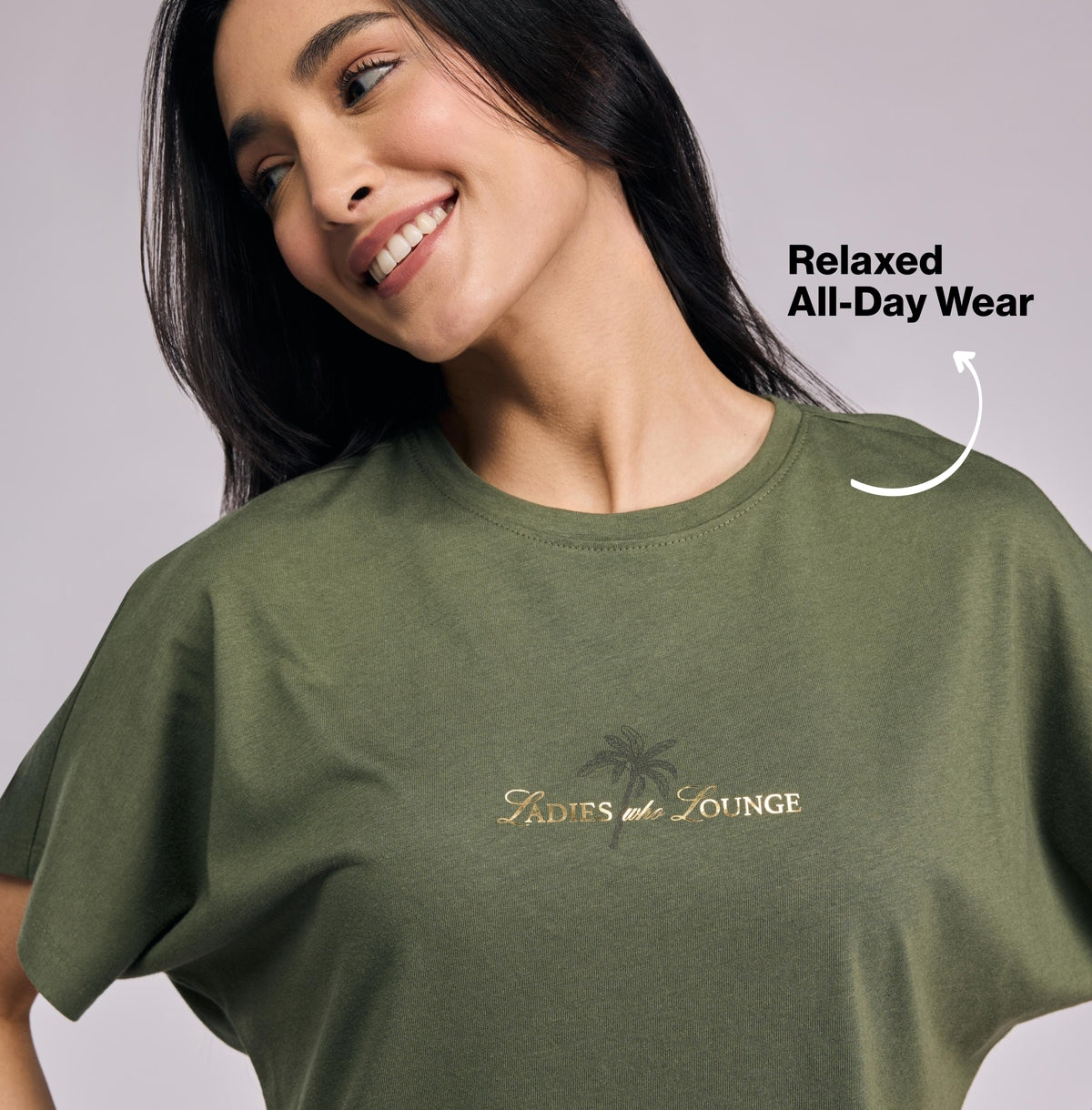 Nykd By Nykaa Buttery Soft Modal Cotton Pyjama Coord Set of 2 With Round Neck Graphic Tee Nys932 Olive