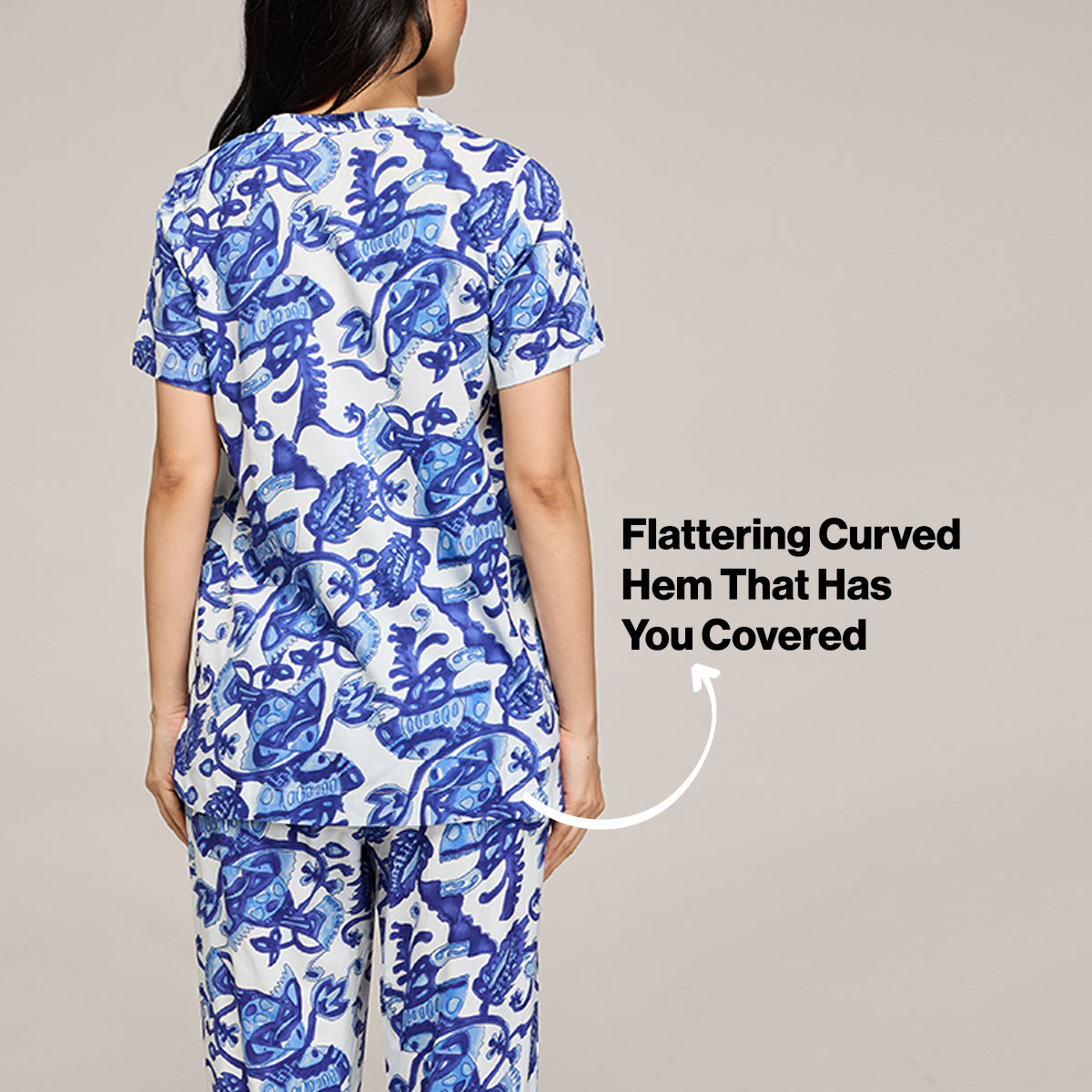 NYKD BY NYKAA BREEZY RAYON PYJAMA COORD SET WITH FLATTERING HIGH LOW HEM TOP NYS933 BLUE