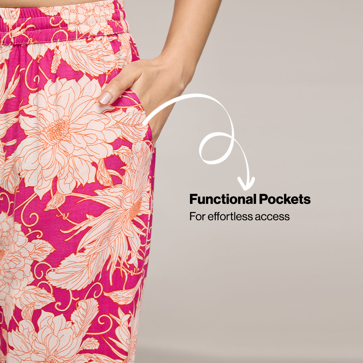 NYKD BY NYKAA BREEZY RAYON PYJAMA COORD SET WITH FLATTERING HIGH LOW HEM TOP NYS933 PINK