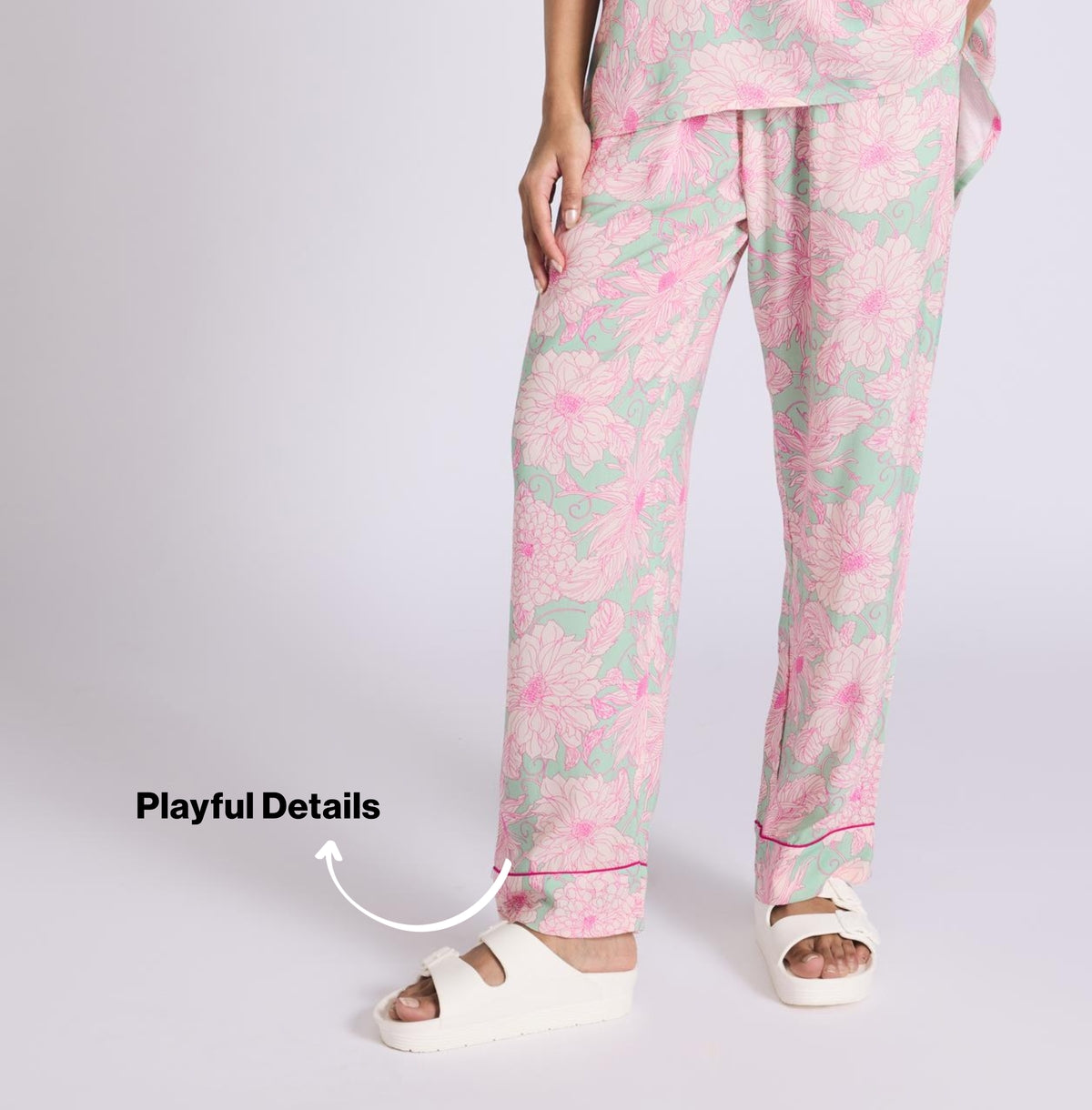 Nykd by Nykaa Breezy Rayon Pyjama Coord Set With Flattering High Low Hem Top Nys933 Green Floral