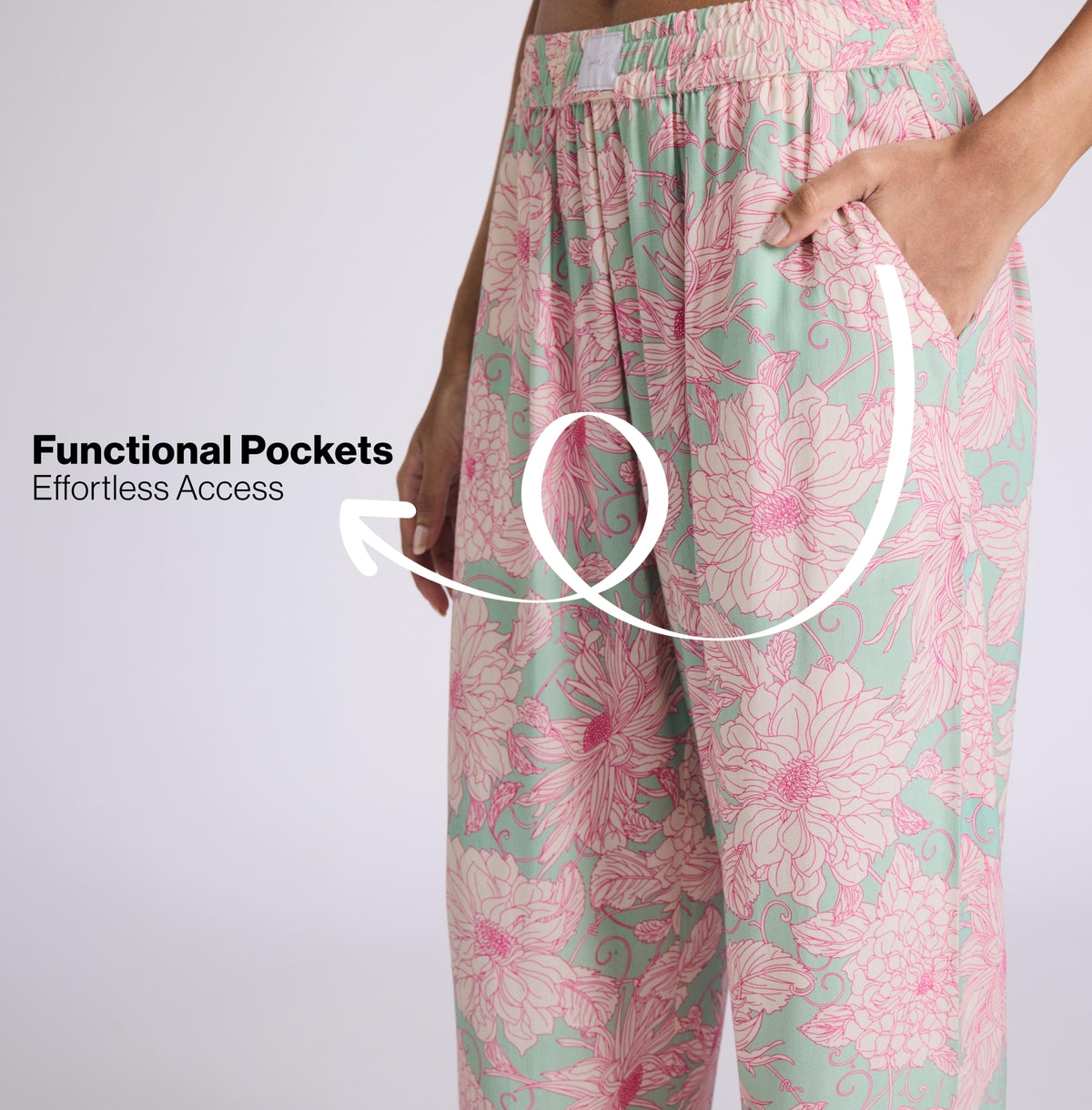 Nykd by Nykaa Breezy Rayon Pyjama Coord Set With Flattering High Low Hem Top Nys933 Green Floral