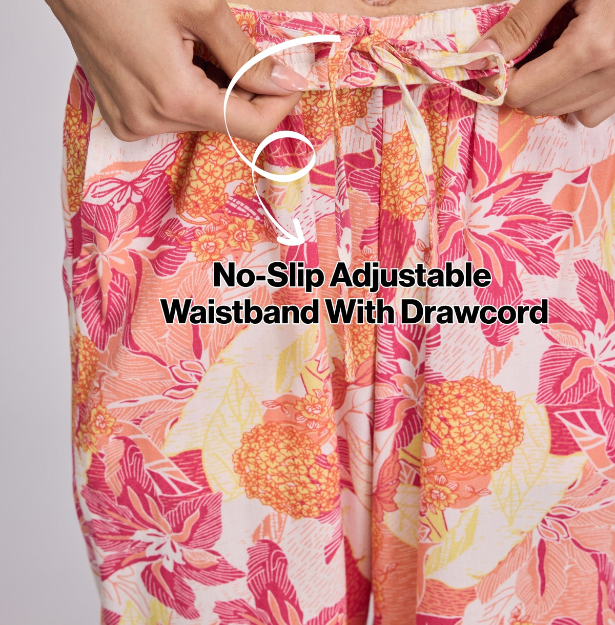 Nykd by Nykaa Breezy Rayon Pyjama Coord Set With Flattering High Low Hem Top Nys933 Pink Floral