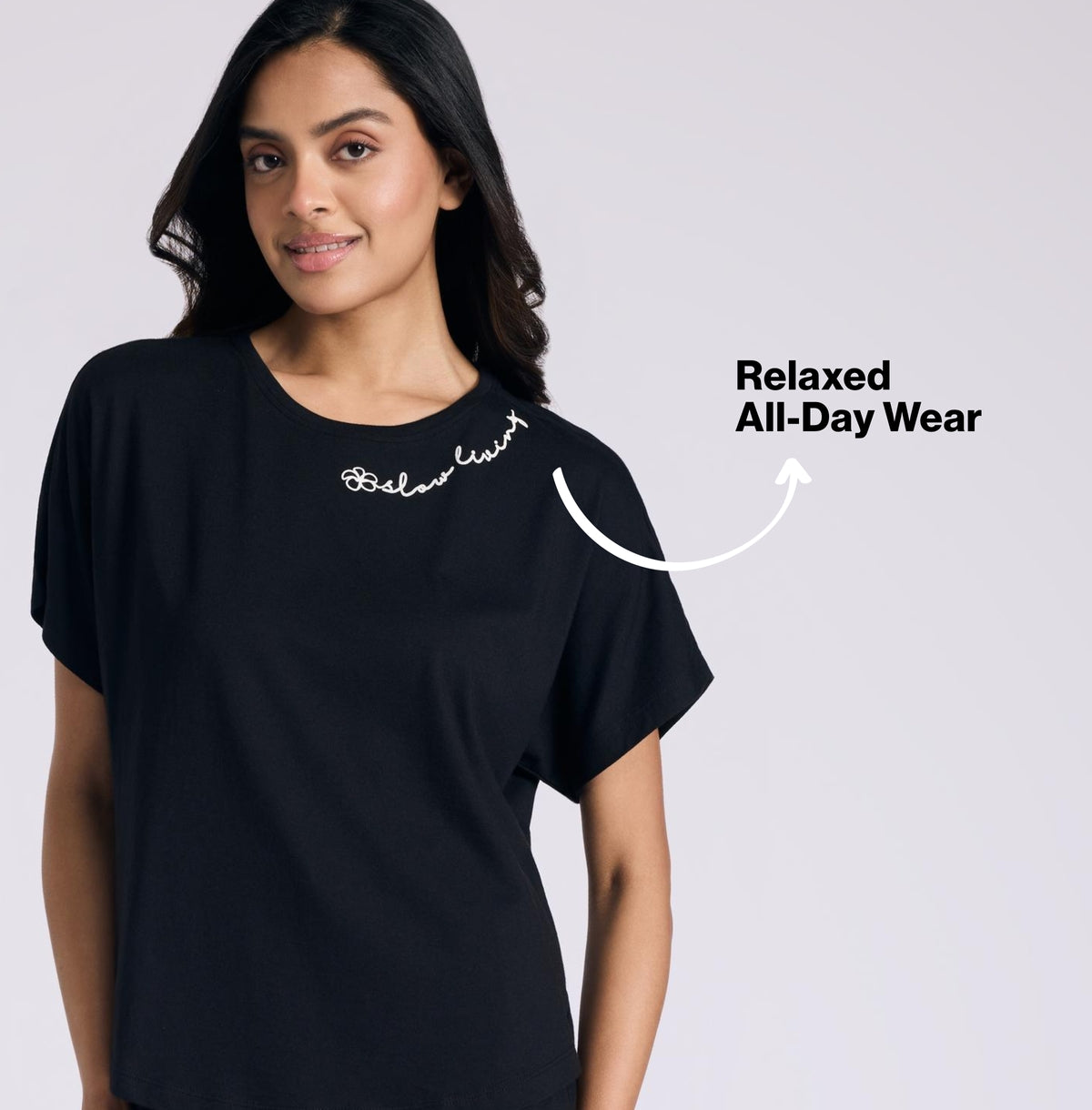 Nykd by Nykaa Buttery Soft Modal Cotton Shorts Coord Set With Round Neck Graphic Tee Nys940 Black Slow