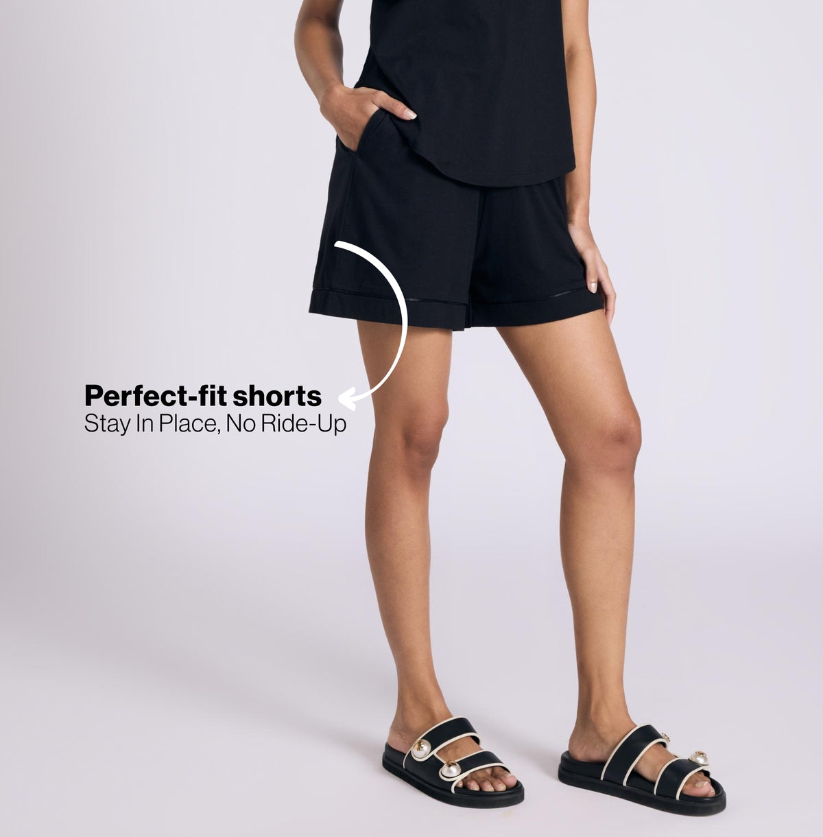 Nykd by Nykaa Buttery Soft Modal Cotton Shorts Coord Set With Round Neck Graphic Tee Nys940 Black Slow