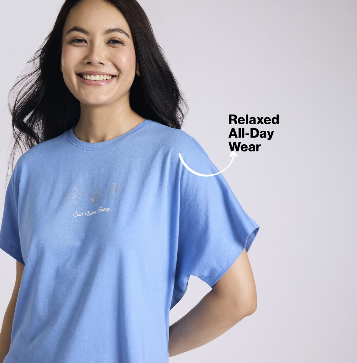 Nykd by Nykaa Buttery Soft Modal Cotton Shorts Coord Set With Round Neck Graphic Tee Nys940 Blue Nautical
