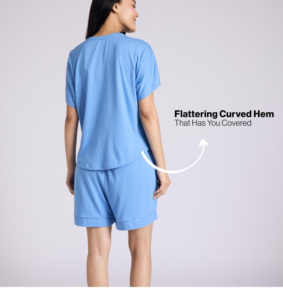Nykd by Nykaa Buttery Soft Modal Cotton Shorts Coord Set With Round Neck Graphic Tee Nys940 Blue Nautical