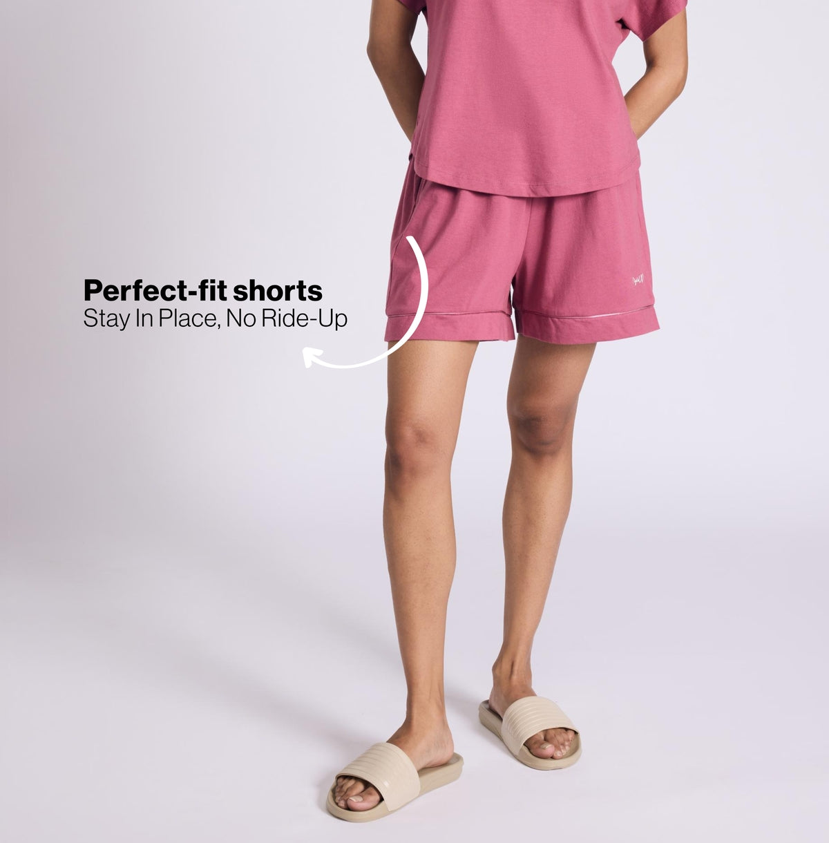 Nykd by Nykaa Buttery Soft Modal Cotton Shorts Coord Set With Round Neck Graphic Tee Nys940 Grape Coffee