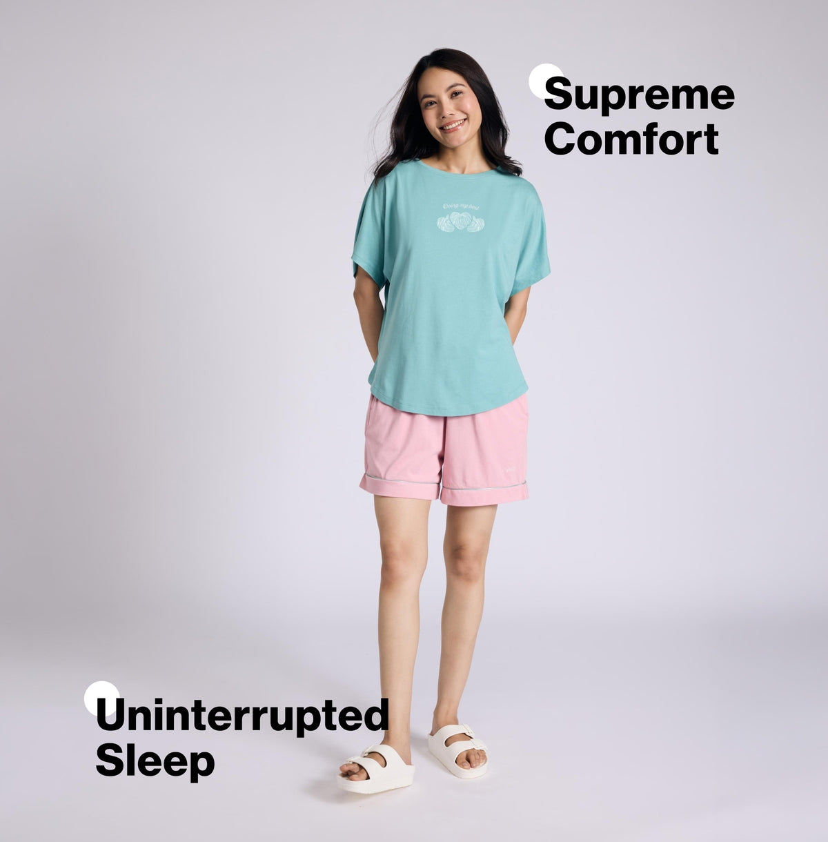 Nykd by Nykaa Buttery Soft Modal Cotton Shorts Coord Set With Round Neck Graphic Tee Nys940 Green Heart