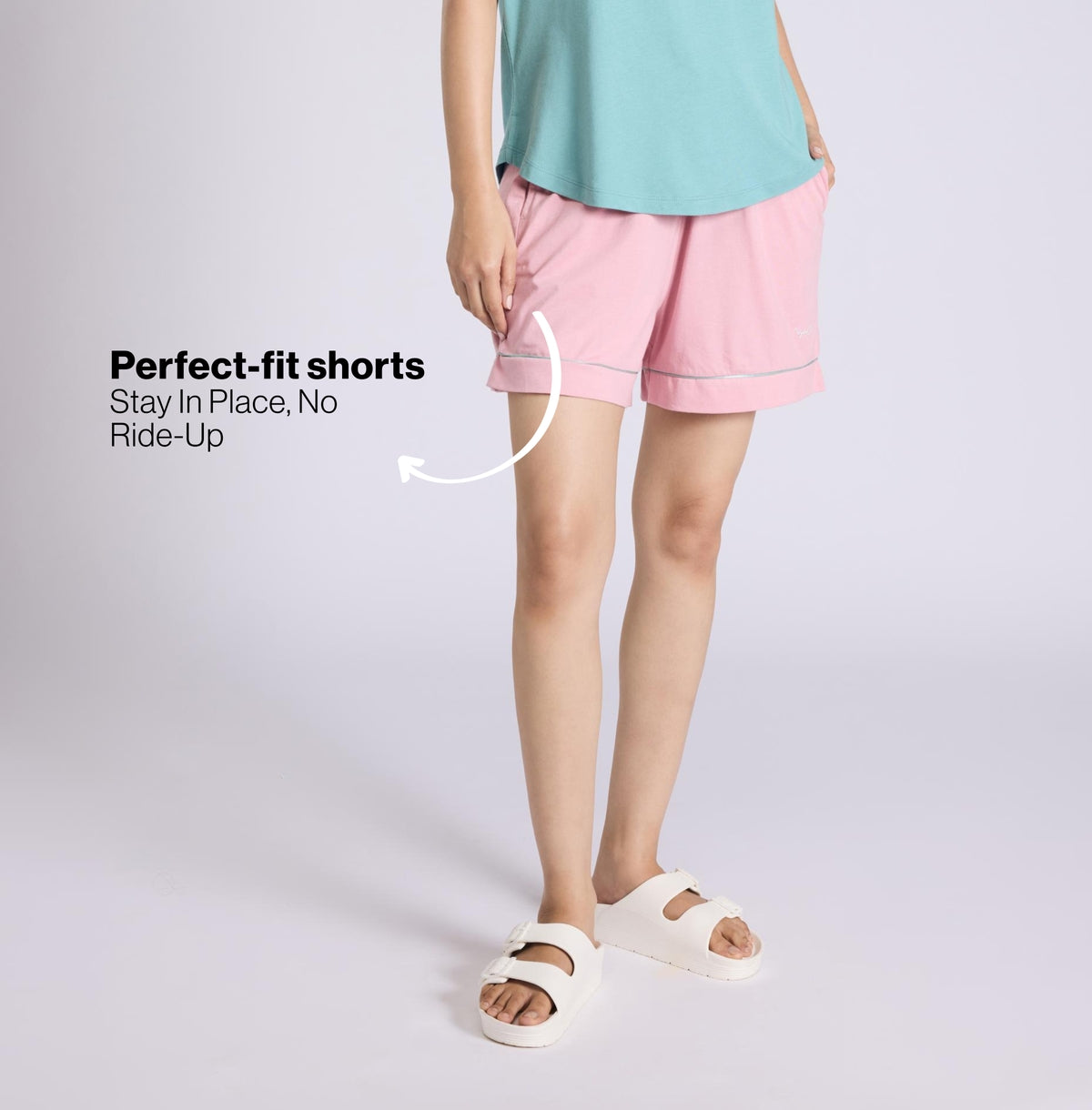 Nykd by Nykaa Buttery Soft Modal Cotton Shorts Coord Set With Round Neck Graphic Tee Nys940 Green Heart