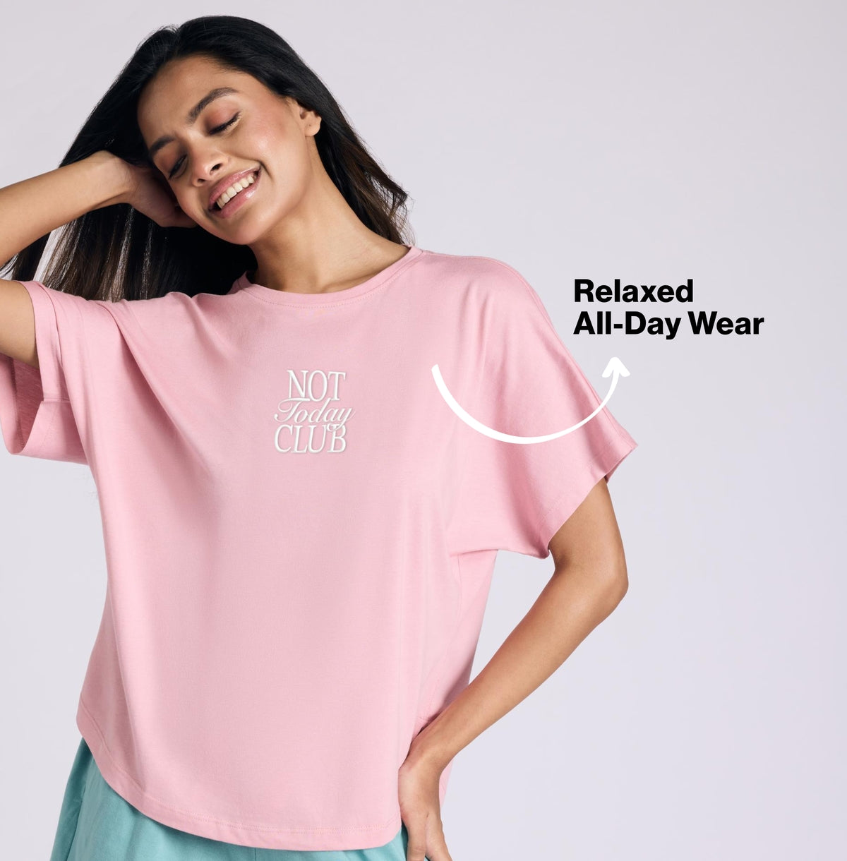 Nykd by Nykaa Buttery Soft Modal Cotton Shorts Coord Set With Round Neck Graphic Tee Nys940 Pink Club