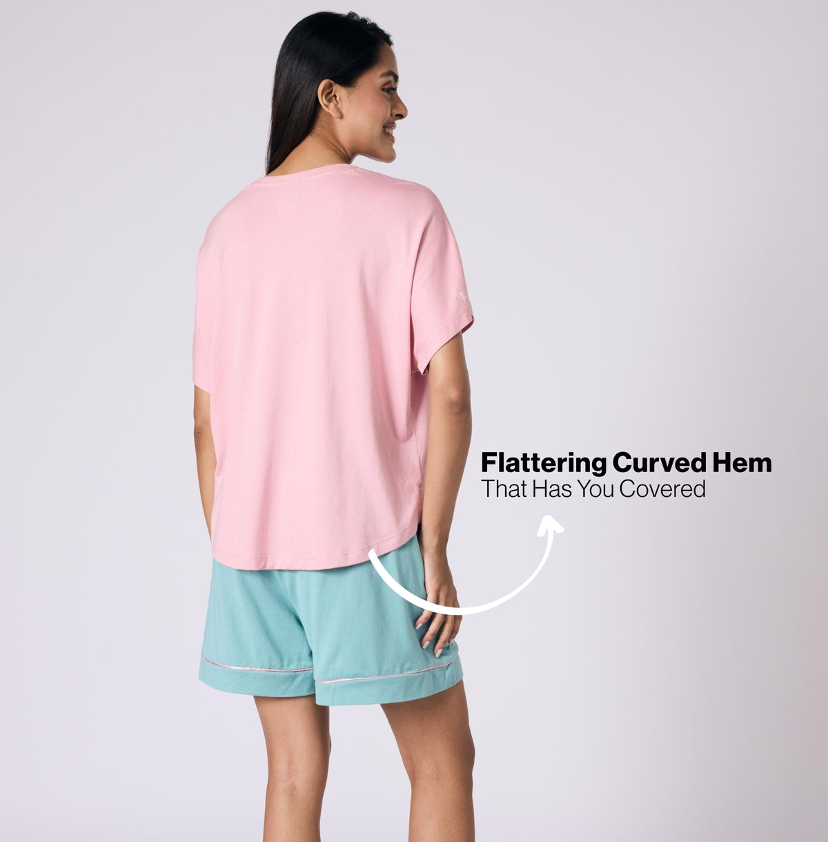 Nykd by Nykaa Buttery Soft Modal Cotton Shorts Coord Set With Round Neck Graphic Tee Nys940 Pink Club