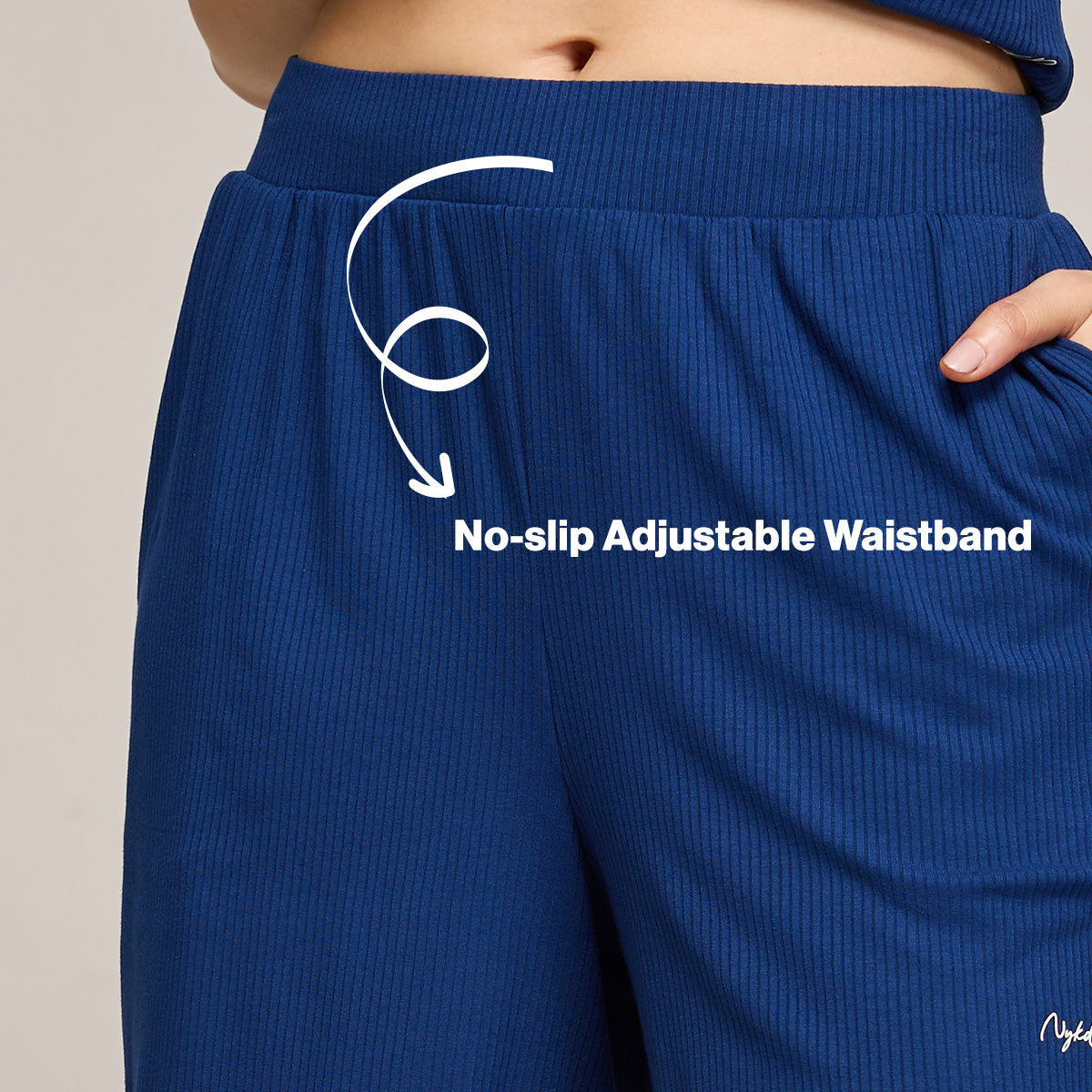 Nykd By Nykaa Essential Soft Ribbed Shorts Coord Set With Scoop Neck Cami Top Nys941 Navy Blue