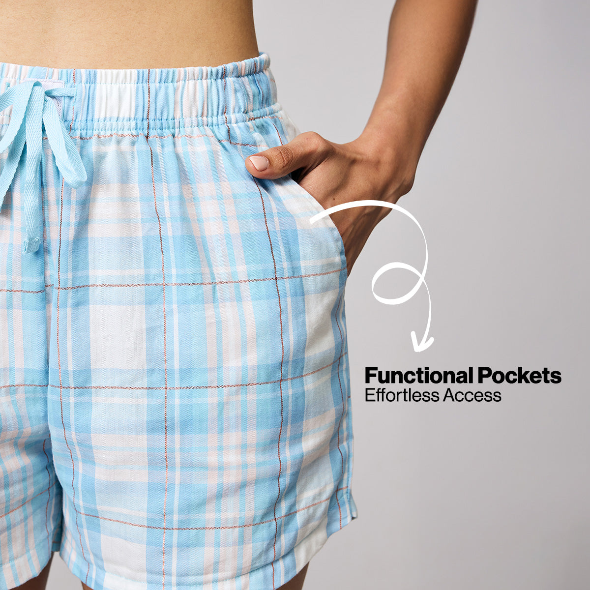 Nykd By Nykaa Essential Cotton Shorts Coord Set With Crew Neck Cotton Knit Tee Nys942 Blue