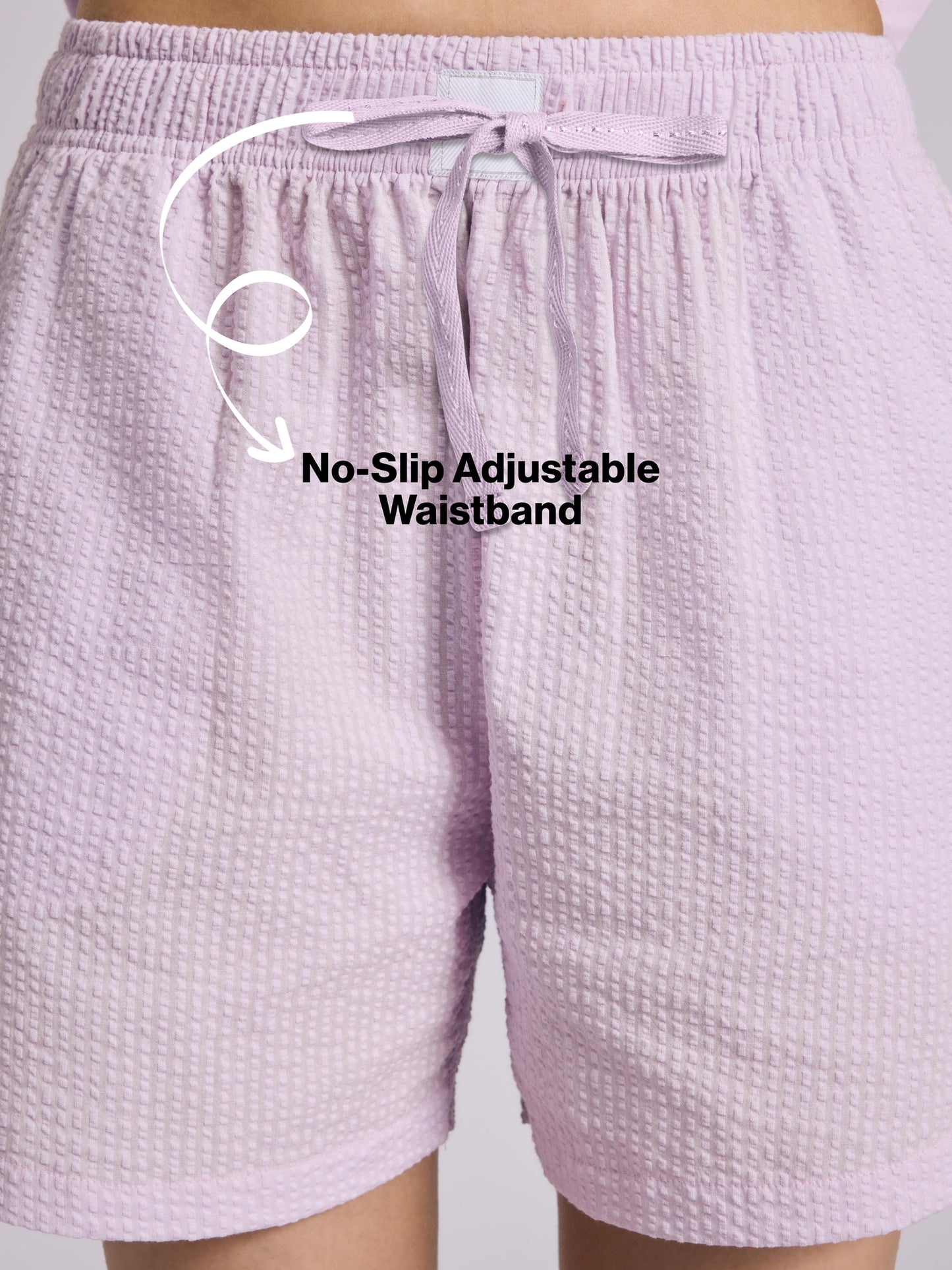 Nykd by Nykaa Essential Cotton Shorts Coord Set With Crew Neck Cotton Knit Tee Nys942 Lavender Seer