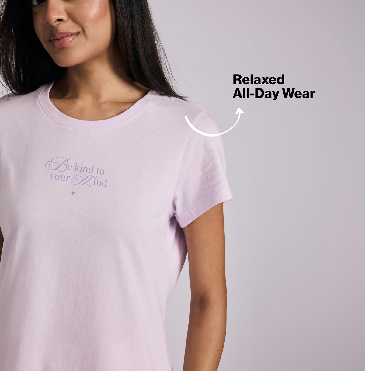Nykd by Nykaa Essential Cotton Pyjama Coord Set With Crew Neck Cotton Knit Tee Nys943 Lavender Seer