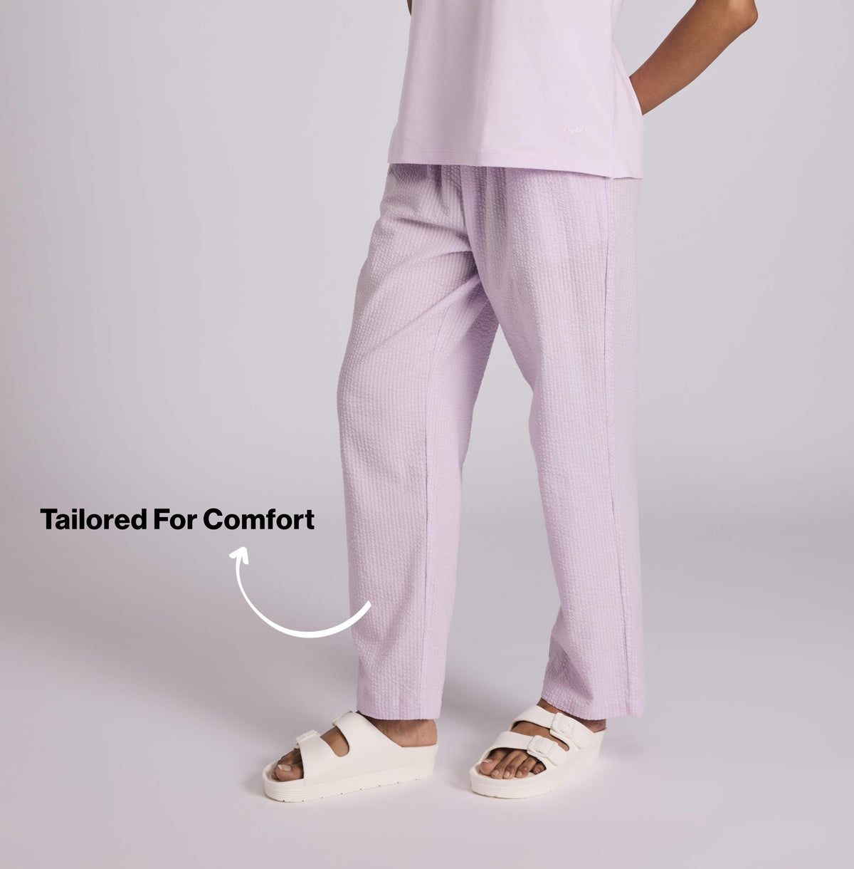 Nykd by Nykaa Essential Cotton Pyjama Coord Set With Crew Neck Cotton Knit Tee Nys943 Lavender Seer