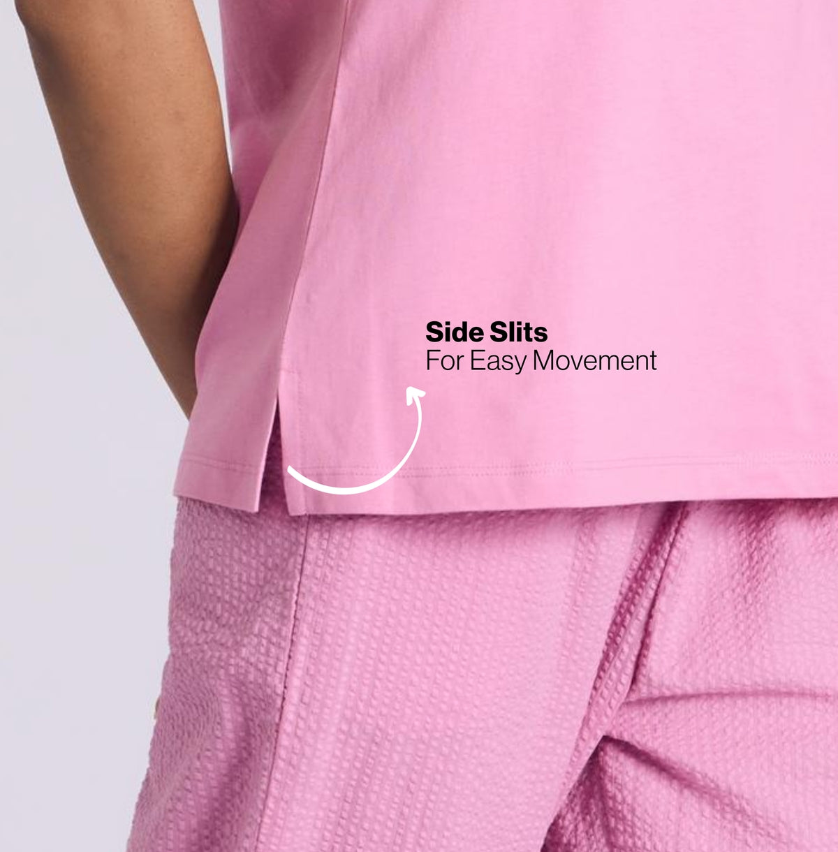 Nykd by Nykaa Essential Cotton Pyjama Coord Set With Crew Neck Cotton Knit Tee Nys943 Pink Seer