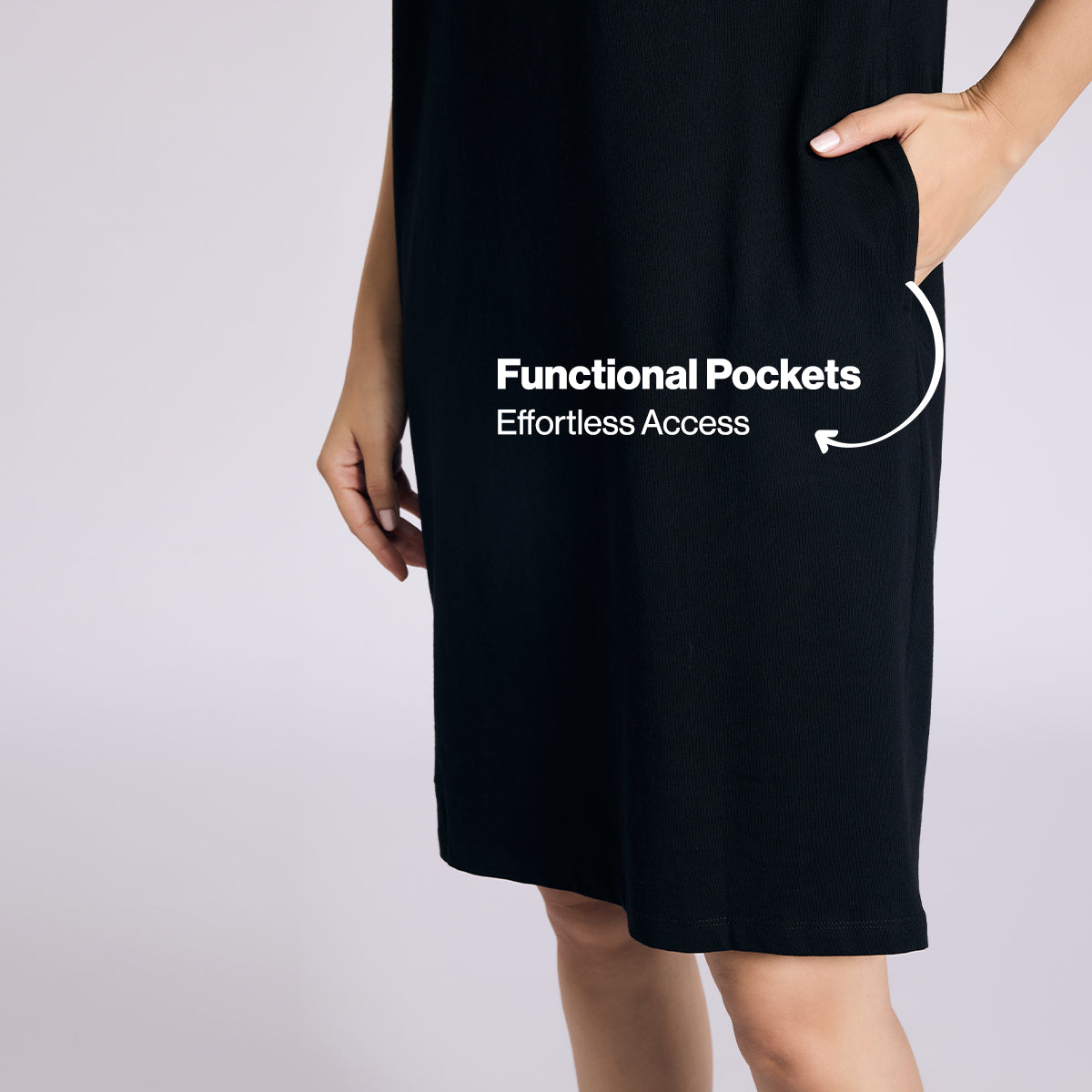 Nykd By Nykaa Breathe Cotton Relaxed Sleep Dress With Pockets Nys944 Black