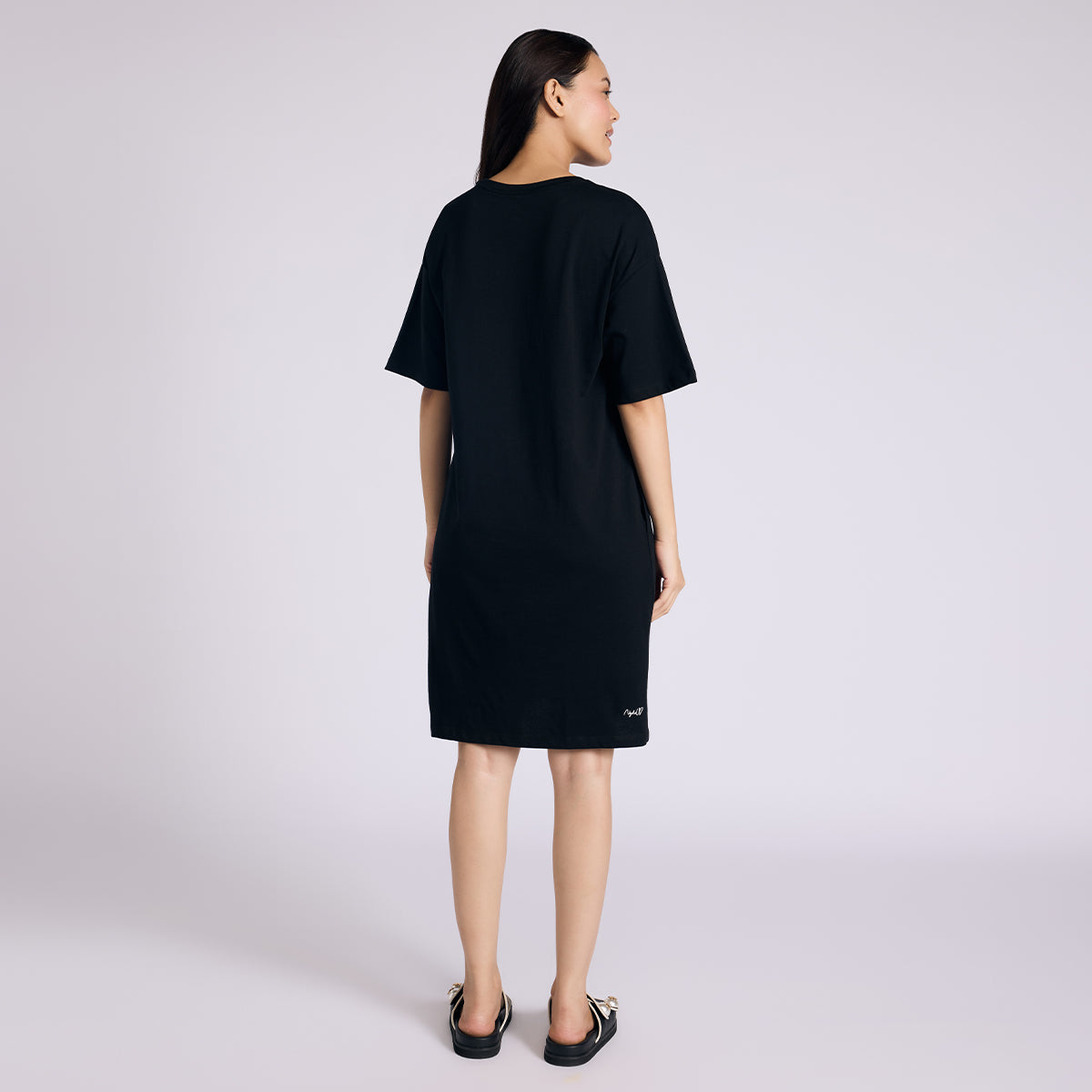 Nykd By Nykaa Breathe Cotton Relaxed Sleep Dress With Pockets Nys944 Black