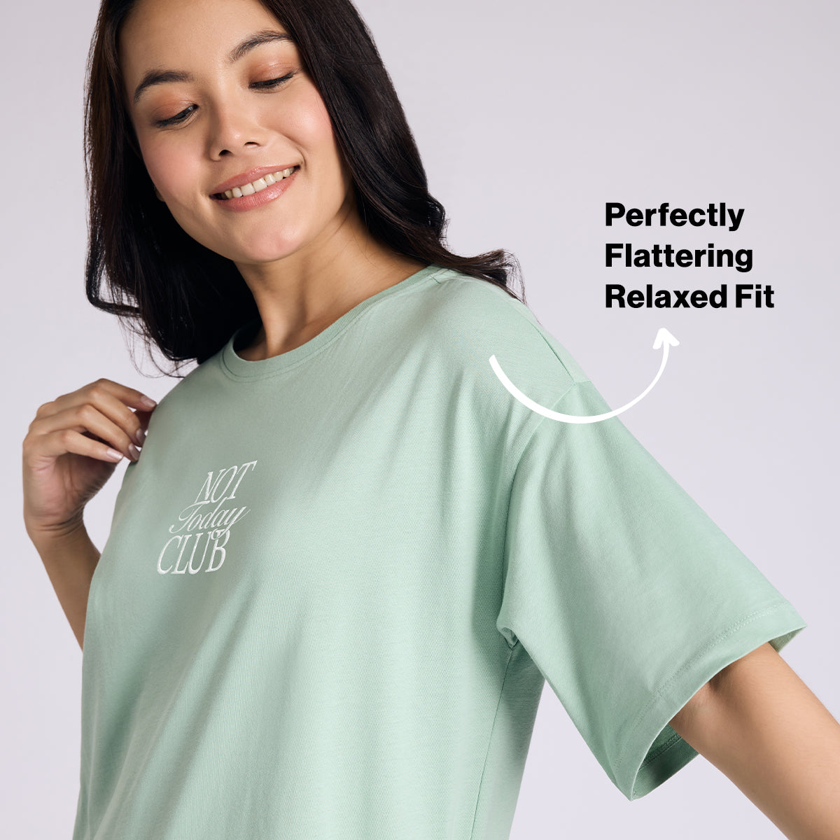 Nykd By Nykaa Breathe Cotton Relaxed Sleep Dress With Pockets Nys944 Green